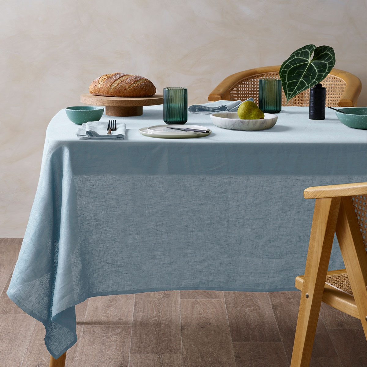 V442-HIN-TABLEC-LINEN275CM-MARINE-RE-90126-00 Vintage Design Homewares Marine French Linen Tablecloth 150cm x 275cm - Image 1