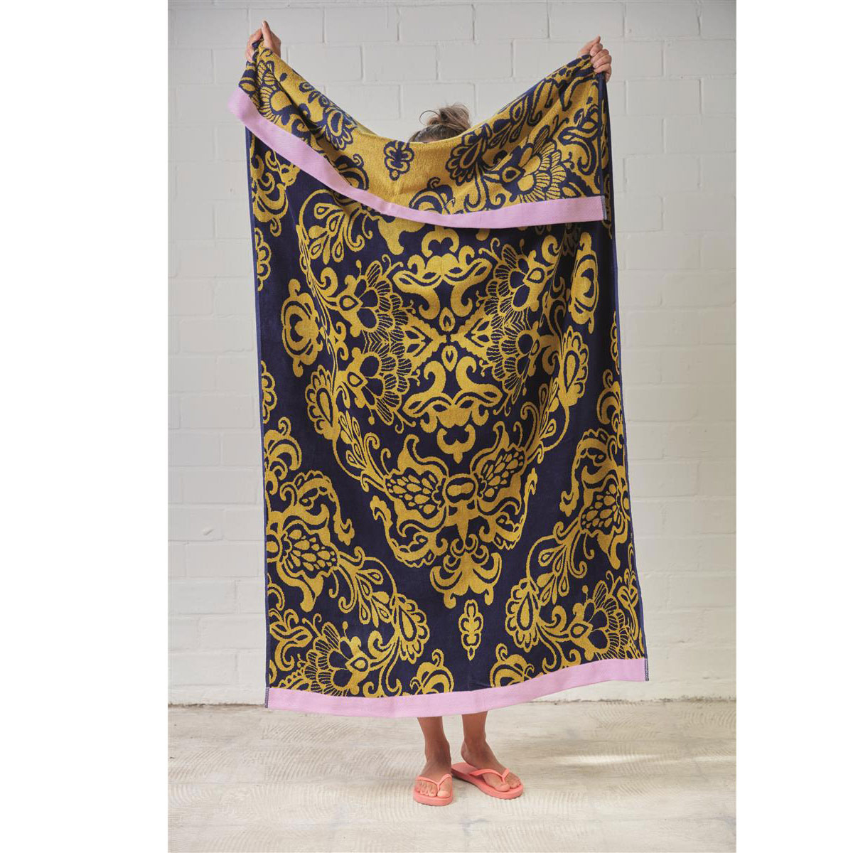 V442-HIN-TOWEL-MAHANA-MULTI-RE-82793-00 Bedding House Mahana Multi Cotton Velour Beach Towel - Image 1