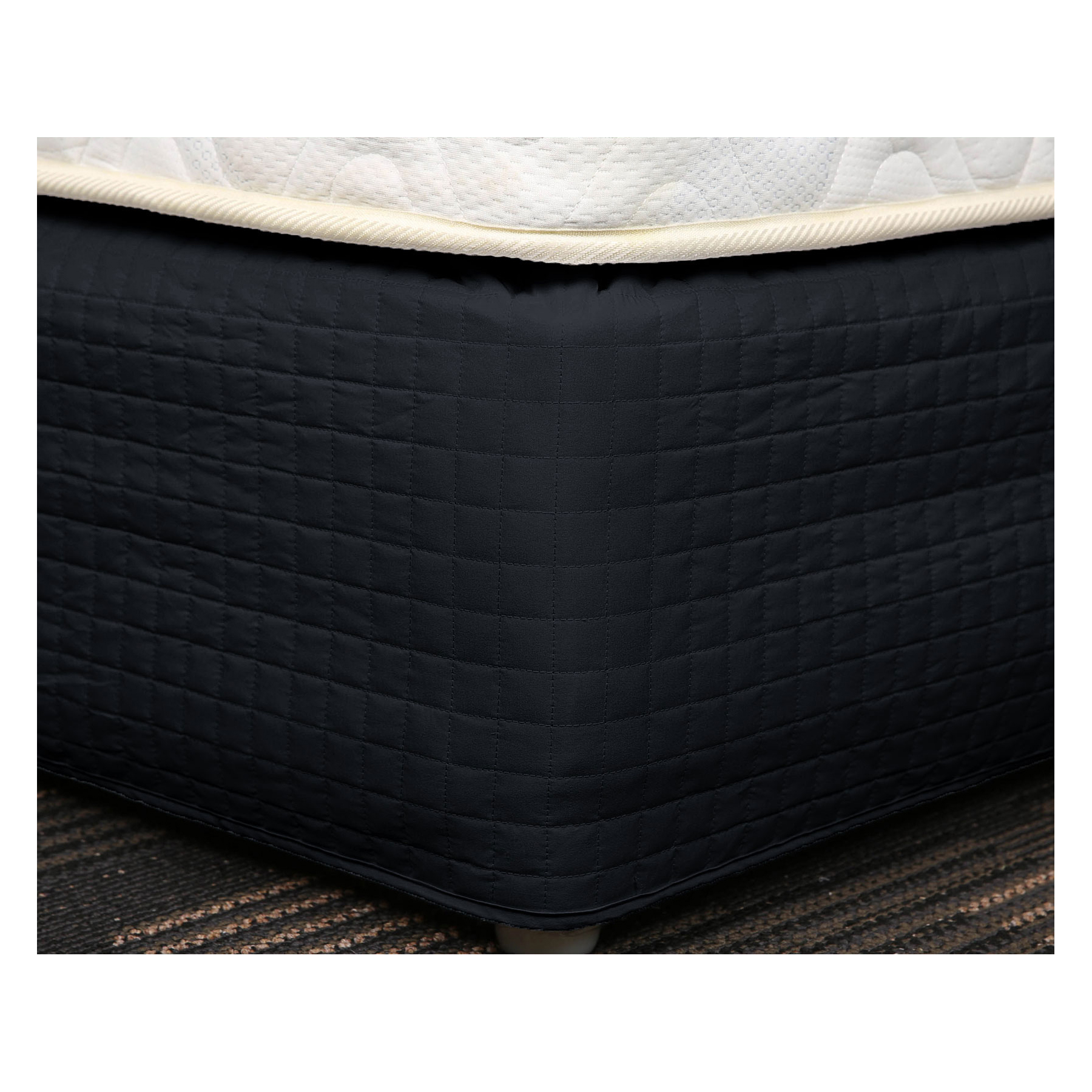 V442-HIN-VALANCE-FITTED-BLACK-SB-82990-00 Easy Fit Quilted Valance Black - Single - Image 1