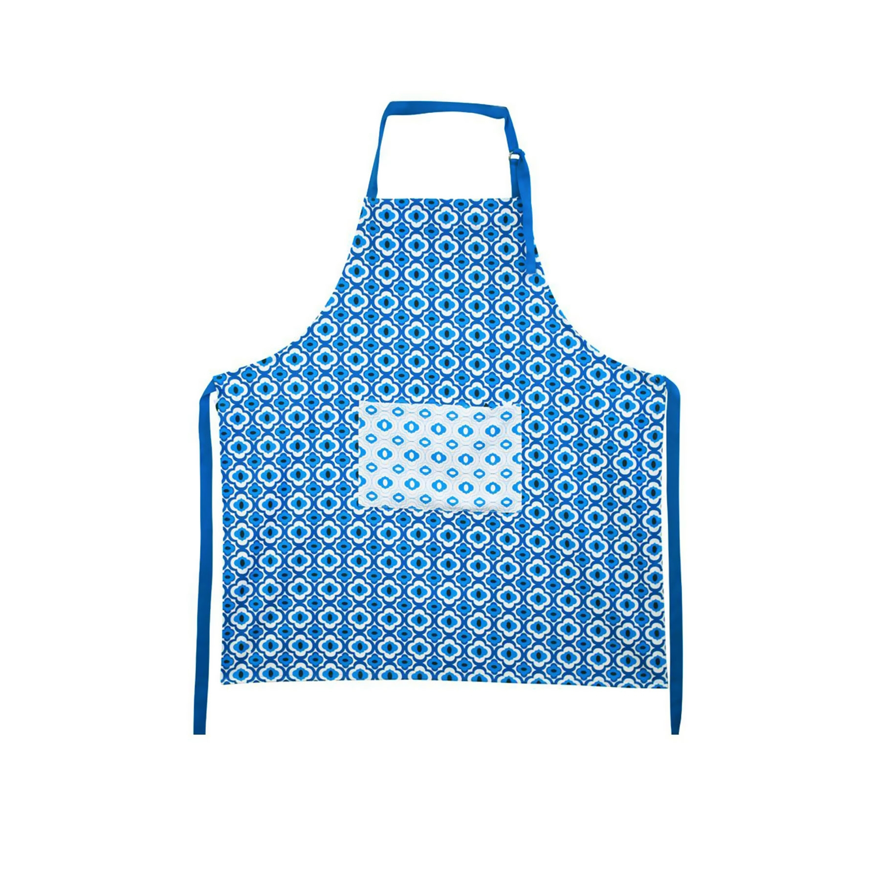 V442-IDC-APRON-AZURE-BLUE-SH-78698-00 IDC Homewares Cotton Apron Azure Blue - Image 1
