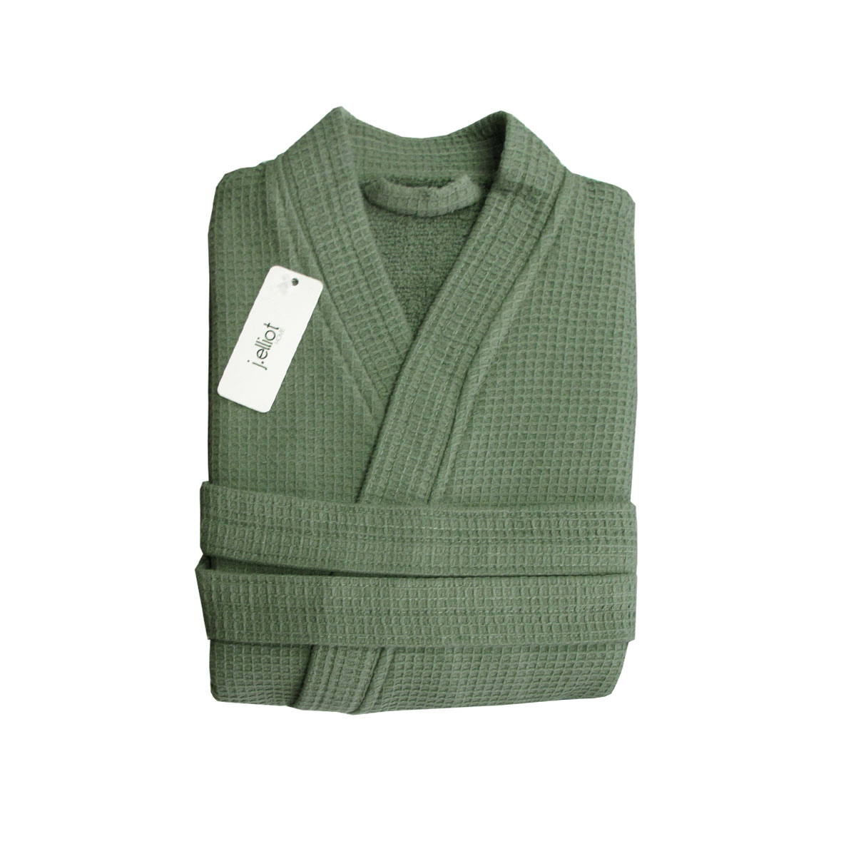 V442-IDC-BATHROBE-CAMILA-CHIVE-L-78207-00 J Elliot Home Camila Cotton Waffle Bath Robe Chive - Image 1