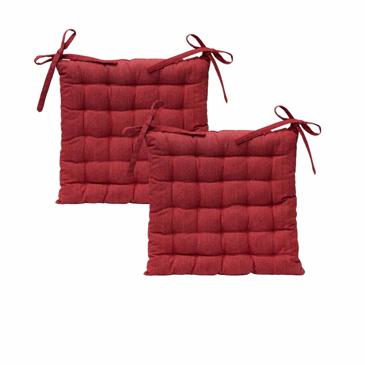 V442-IDC-CHAIRPAD-SETOF2COTTONSOLID-RED-SQ-215454-00 J Elliot Home Set of 2 Outdoor 100% Cotton Chair Pads 40 x 40 cm Solid Red - Image 1