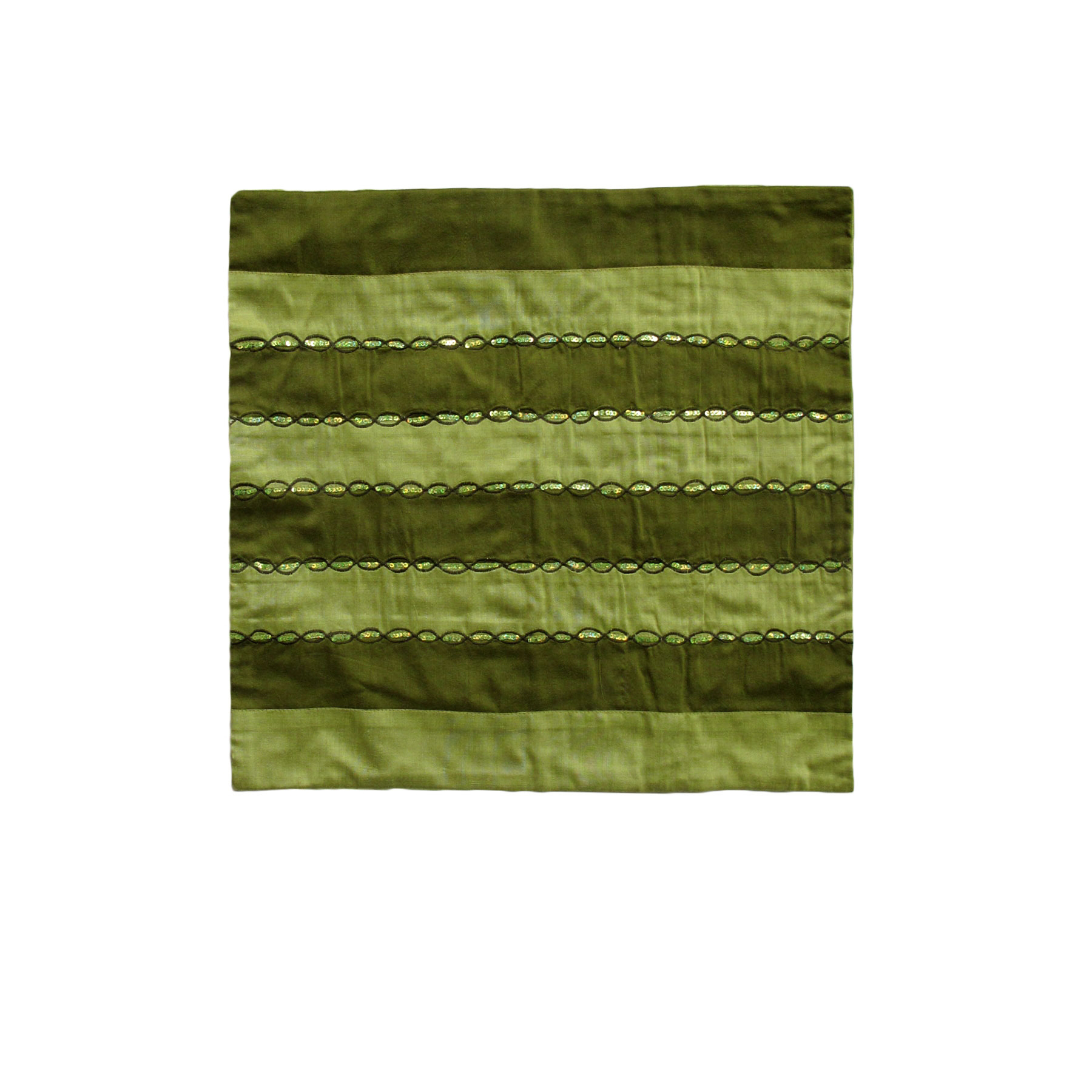 V442-IDC-CUSHIONC-AYRASEQUINED-OLIVE-SQ-78673-00 IDC Homewares Ayra Sequined Embroidered Cushion Cover Olive - Image 1