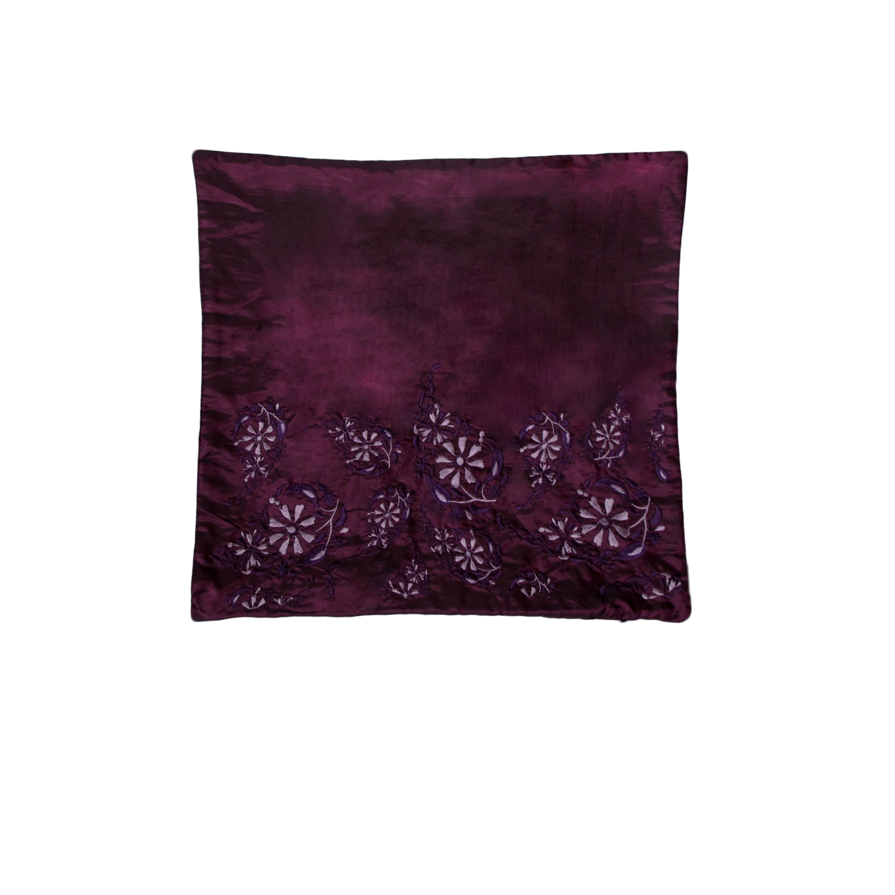 V442-IDC-CUSHIONC-EMILYEMBROIDER-AUBERGINE-SQ-78672-00 IDC Homewares Quality Cushion Cover Emily Aubergine - Image 1