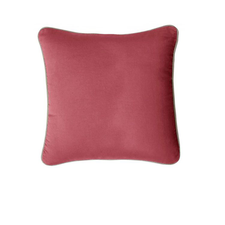 V442-IDC-CUSHIONC-GABRIEL43CM-CRANBERRY-SQ-78357-00 J Elliot Home Gabriel 100% Cotton Cushion Cover 43 x 43 cm Cranberry - Image 1