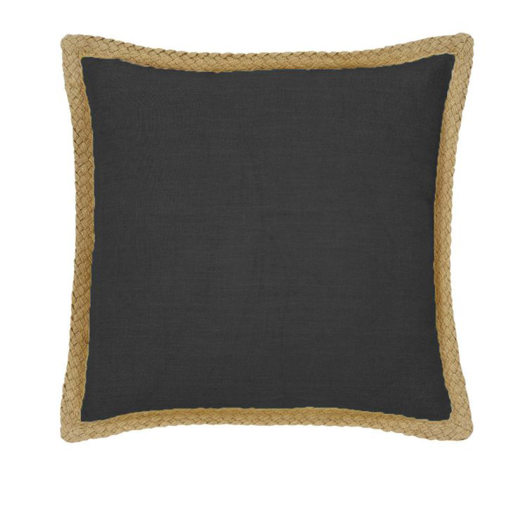 V442-IDC-CUSHIONC-MORNINGTON-CHARCOAL-SQ-78383-00 J Elliot Home Mornington Linen Cushion Cover 50 x 50 cm Charcoal - Image 1