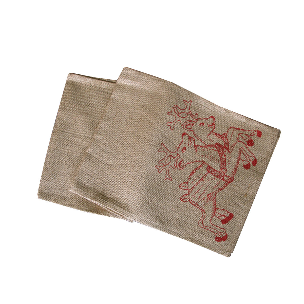 V442-IDC-TABLER-REINDEERSCH-TAUPE-RE-78254-00 Christmas Jute Woven Taupe Table Runner 33 x 180cm Reindeers - Image 1