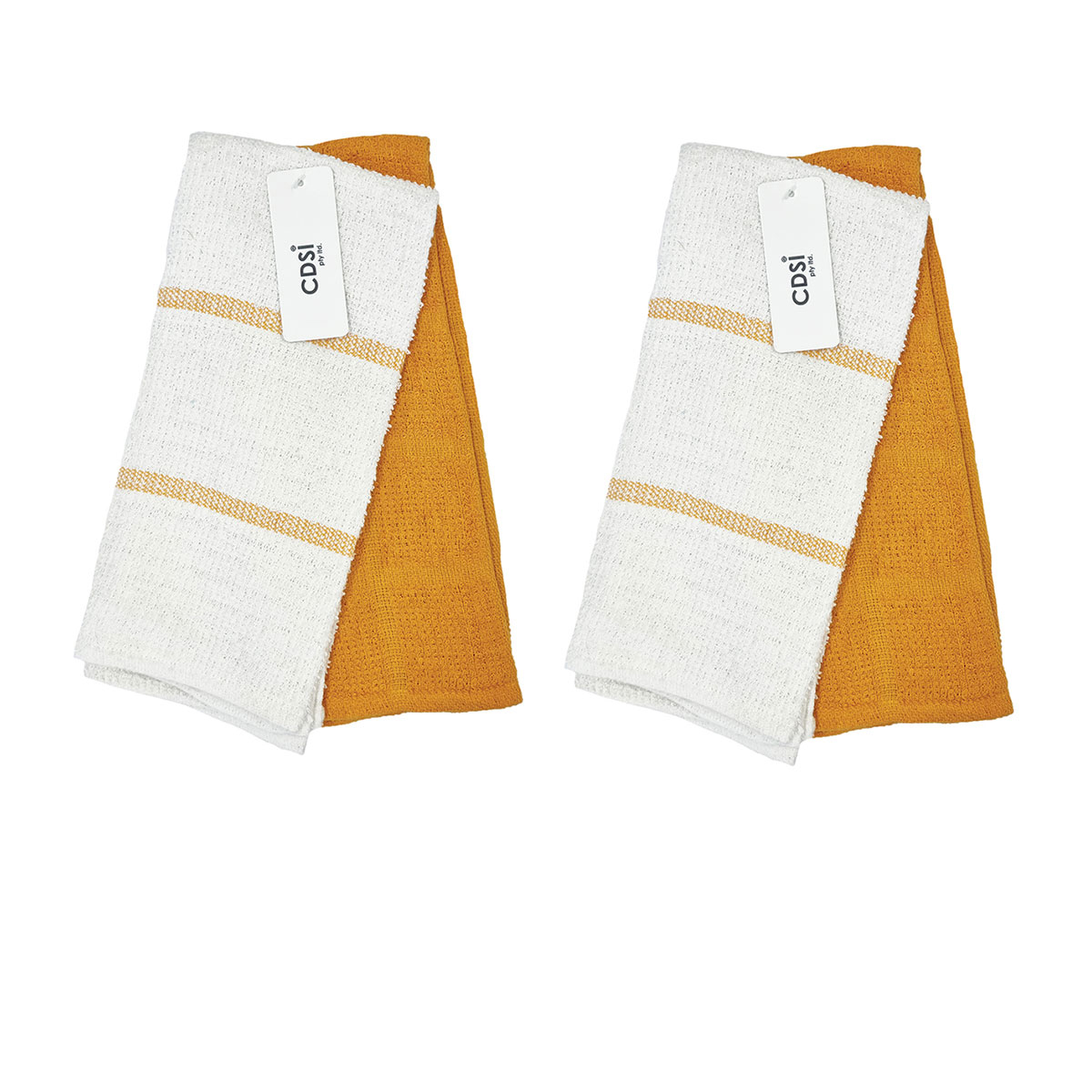 V442-IDC-TEAT-ROSASETOF4-MUSTARD-RE-78191-00 Set of 4 Rosa Cotton Rich Terry Tea Towels 42 x 62cm Mustard - Image 1