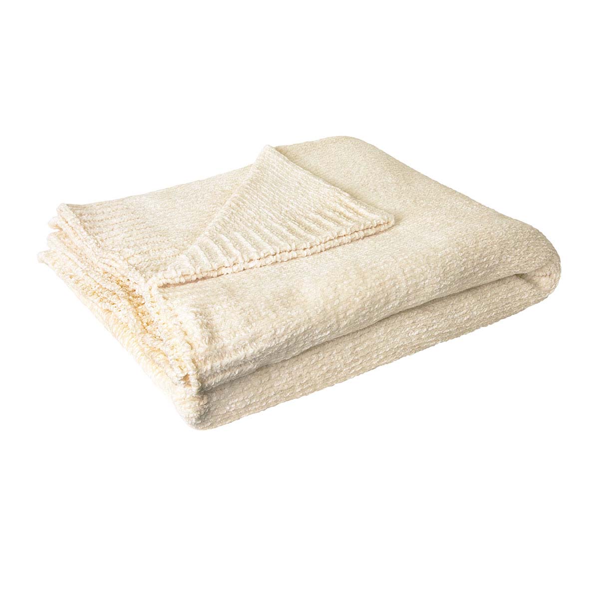 V442-IDC-THROW-LESLIECHENILLE-IVORY-RE-78319-00 J Elliot Home Leslie Chenille Throw 130 x 160 cm Ivory - Image 1