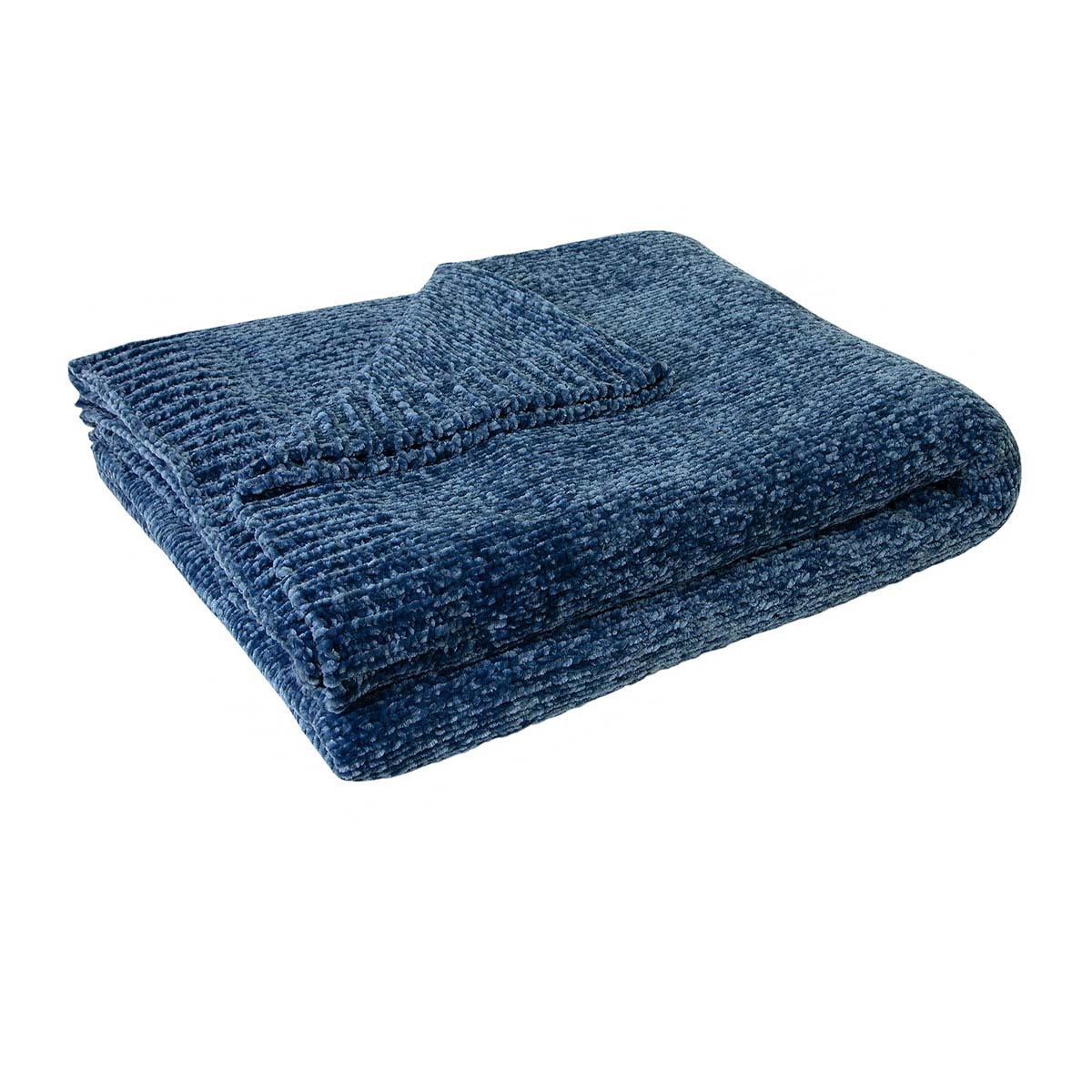 V442-IDC-THROW-LESLIECHENILLE-STEELBLUE-RE-78317-00 J Elliot Home Leslie Chenille Throw 130 x 160 cm Steel Blue - Image 1