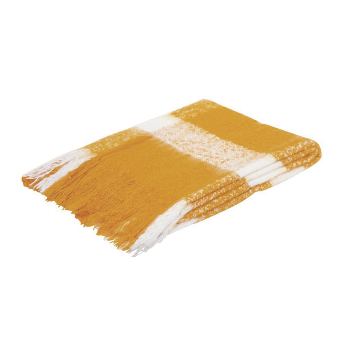V442-IDC-THROW-WREN-MUSTARD-RE-78526-00 J.Elliot Home Wren Faux Mohair Throw Mustard/White - Image 1