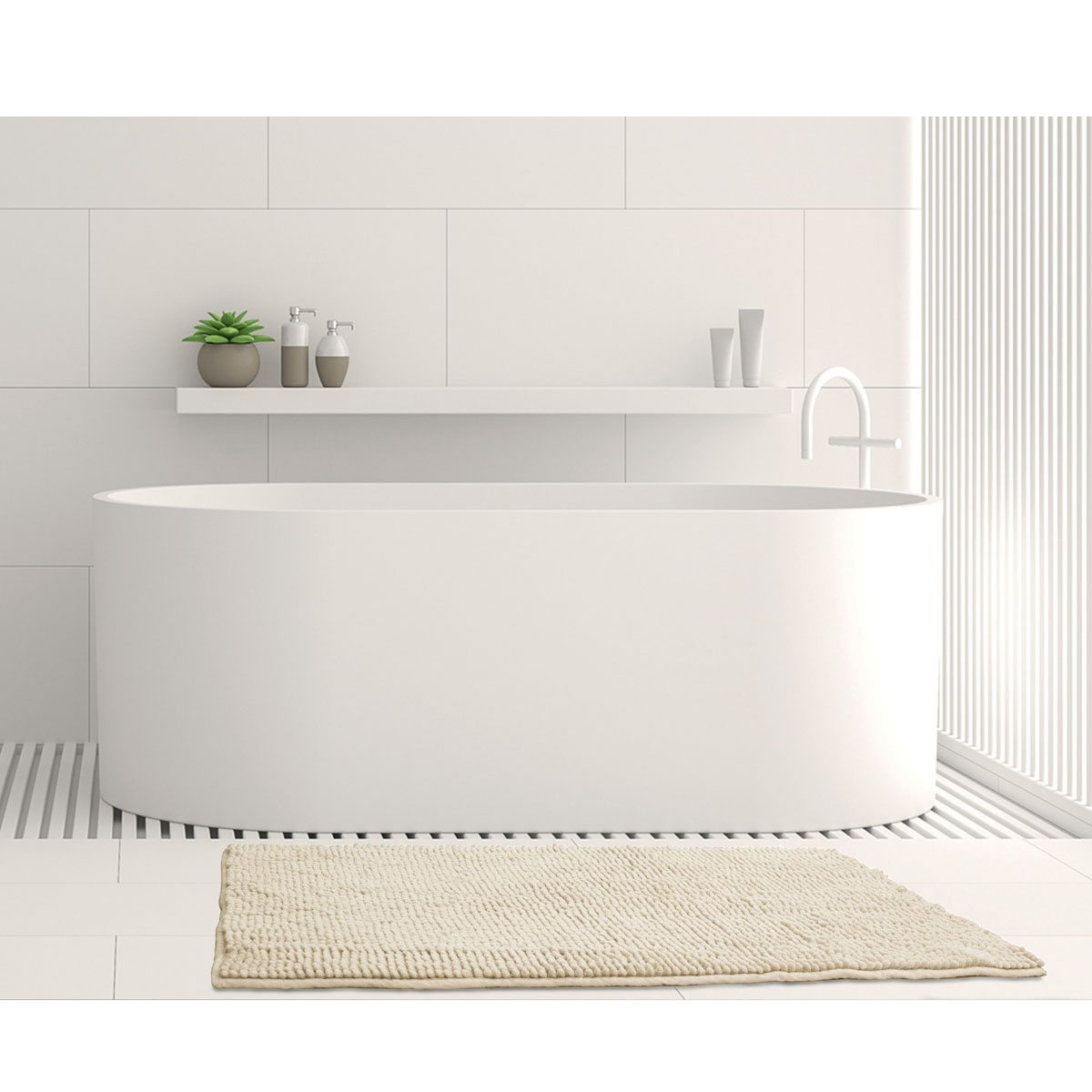 V442-INT-BATHM-TOGGLEMEDIUM-STONE-RE-141506-00 Toggle Microfiber Bath Mat Medium Stone - Image 1