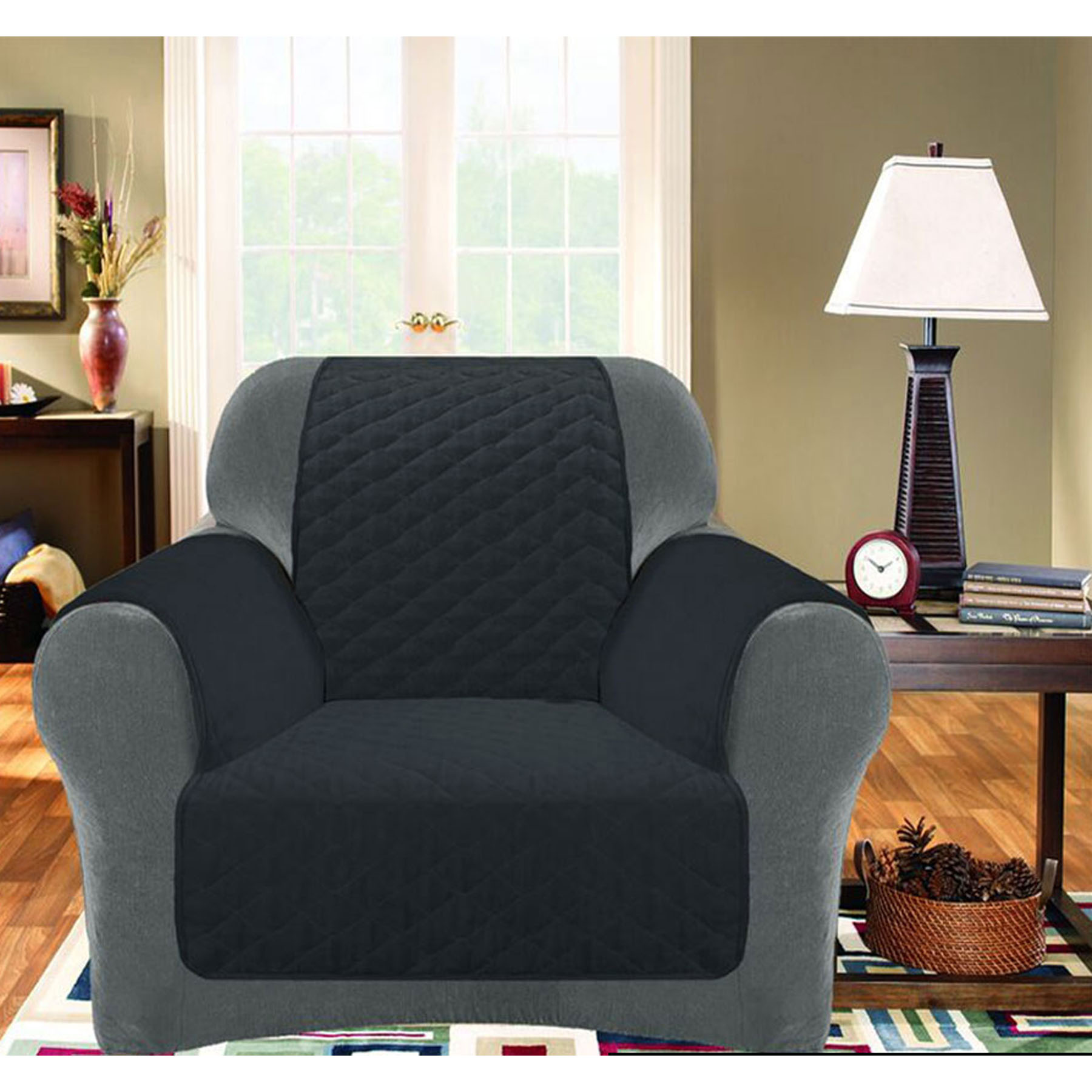 V442-INT-COUCHC-PROTECTOR-1SEATER-SLATE-206149-00 Custom Fit Sofa Cover Protector One Seater Slate - Image 1