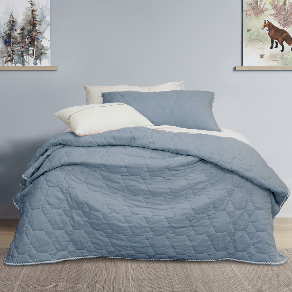 V442-INT-COVERLETS-BOLSTON-PALEBLUE-DS-141543-00 Jelly Bean Kids Bolston Pale Blue Kids Coverlet Set Single/Double - Image 1