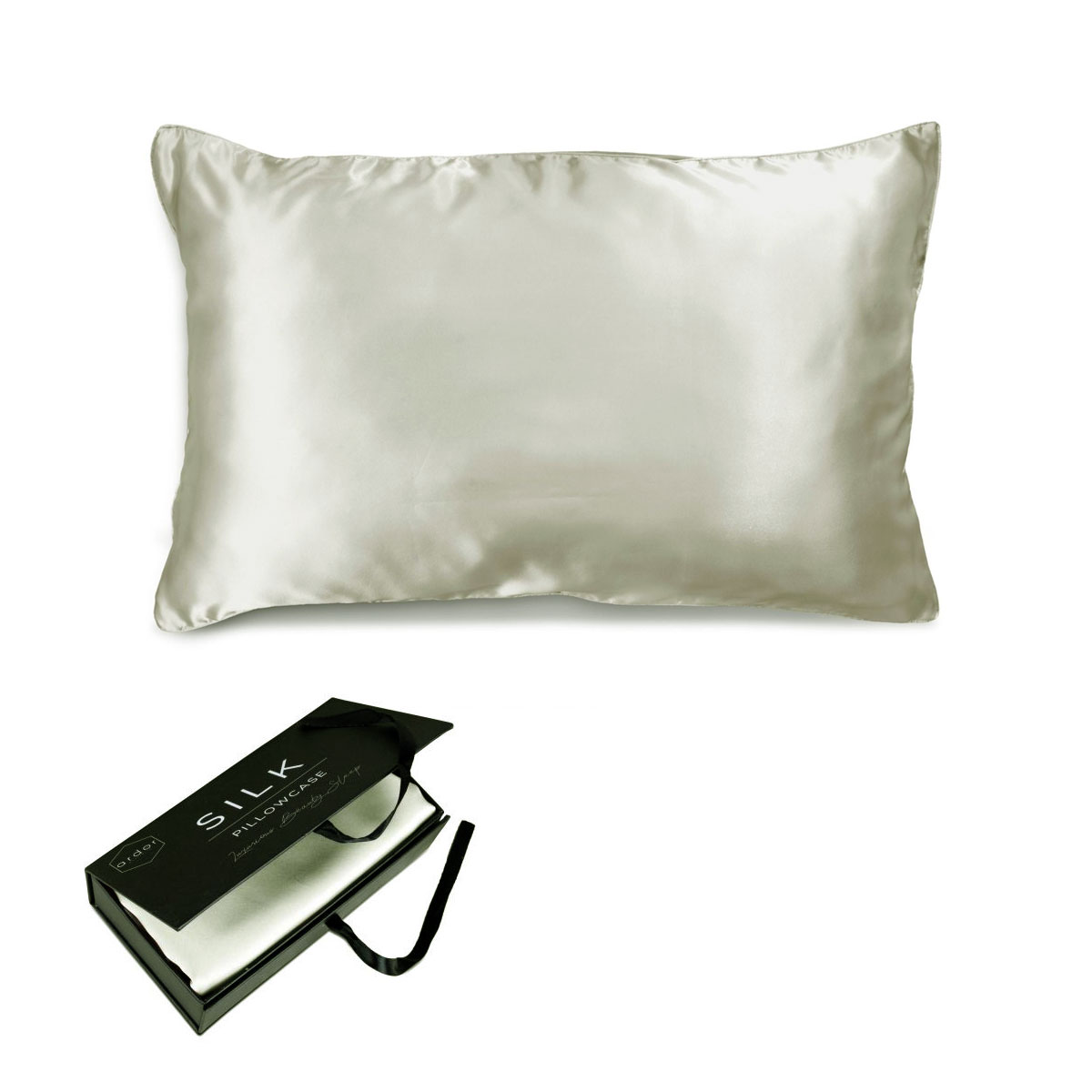 V442-INT-PILLOWC-MULBERRYSILK-SILVER-ST-141403-00 Ardor Mulberry Silk Standard Pillowcase Silver Nights - Image 1