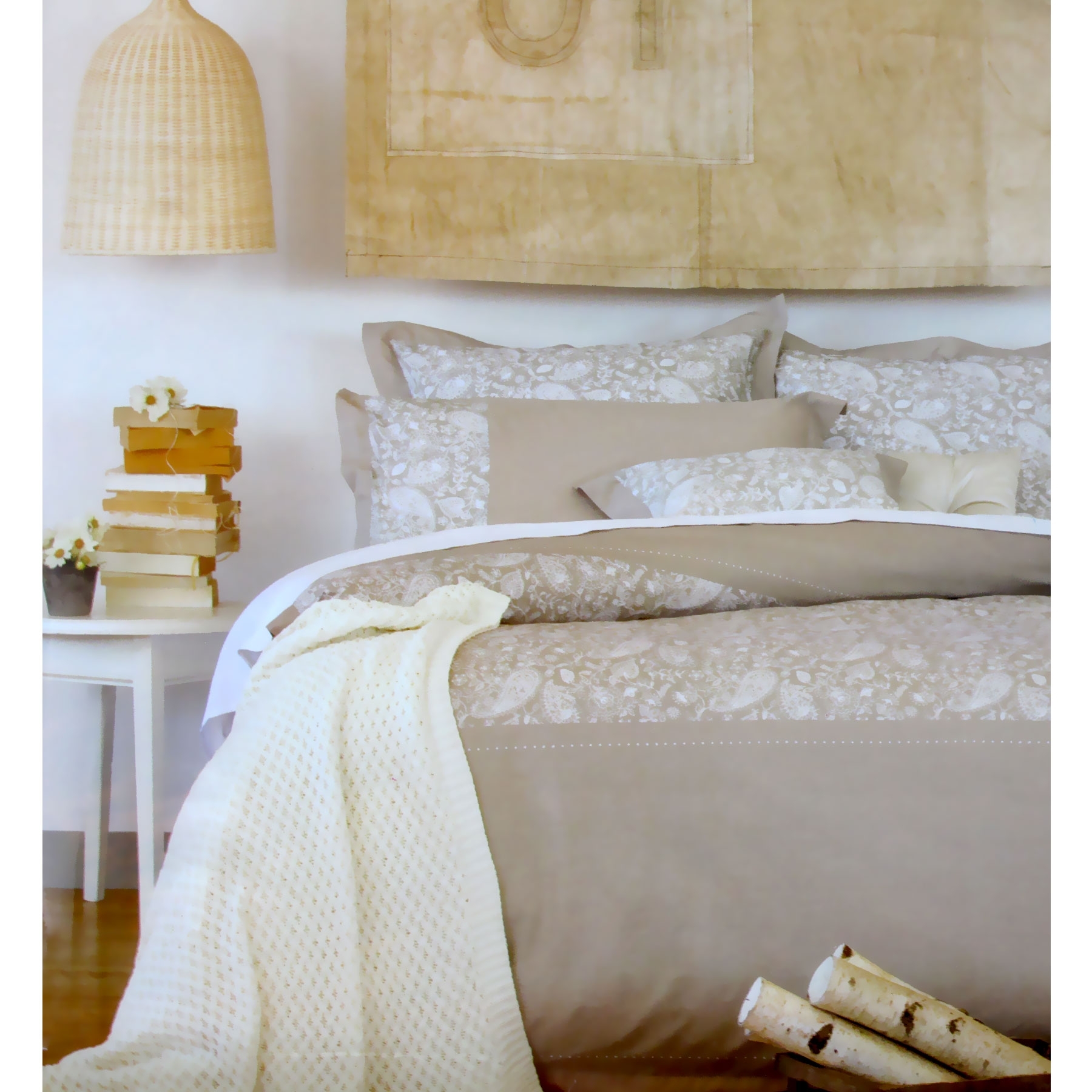 V442-INT-QUILTCS-PAISLEY-STONE-QS-141392-00 Ardor 225TC Cotton Rich Paisley Stone Quilt Cover Set Queen - Image 1