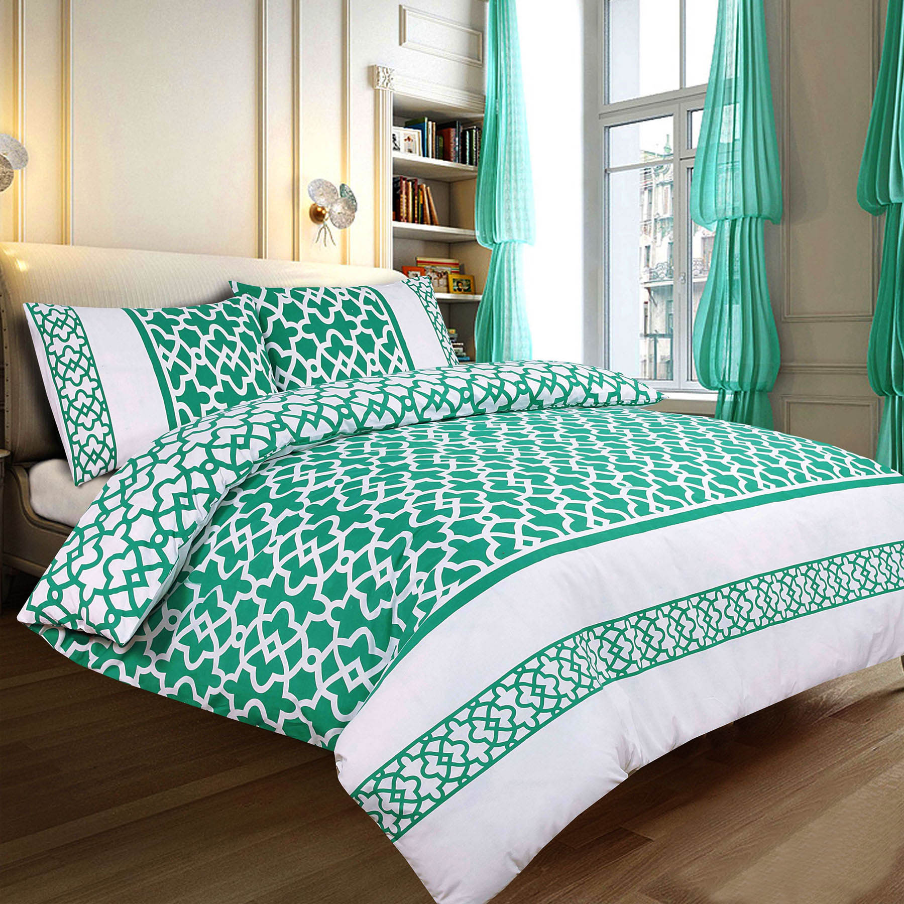 V442-INT-QUILTCS-RAMADA-GREEN-SB-141391-00 Apartmento Ramada Quilt Cover Set SINGLE - Image 1