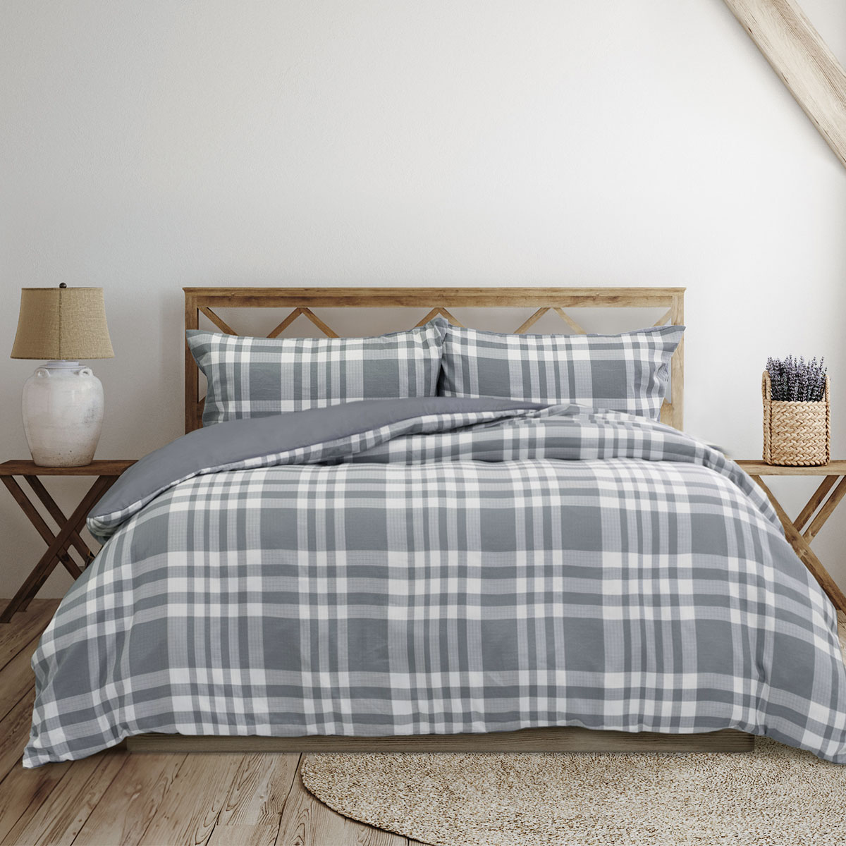 V442-INT-QUILTCS-RONAN-GREY-KI-202507031622-00 Ardor Ronan Grey Plaid Jacquard Quilt Cover Set King - Image 1