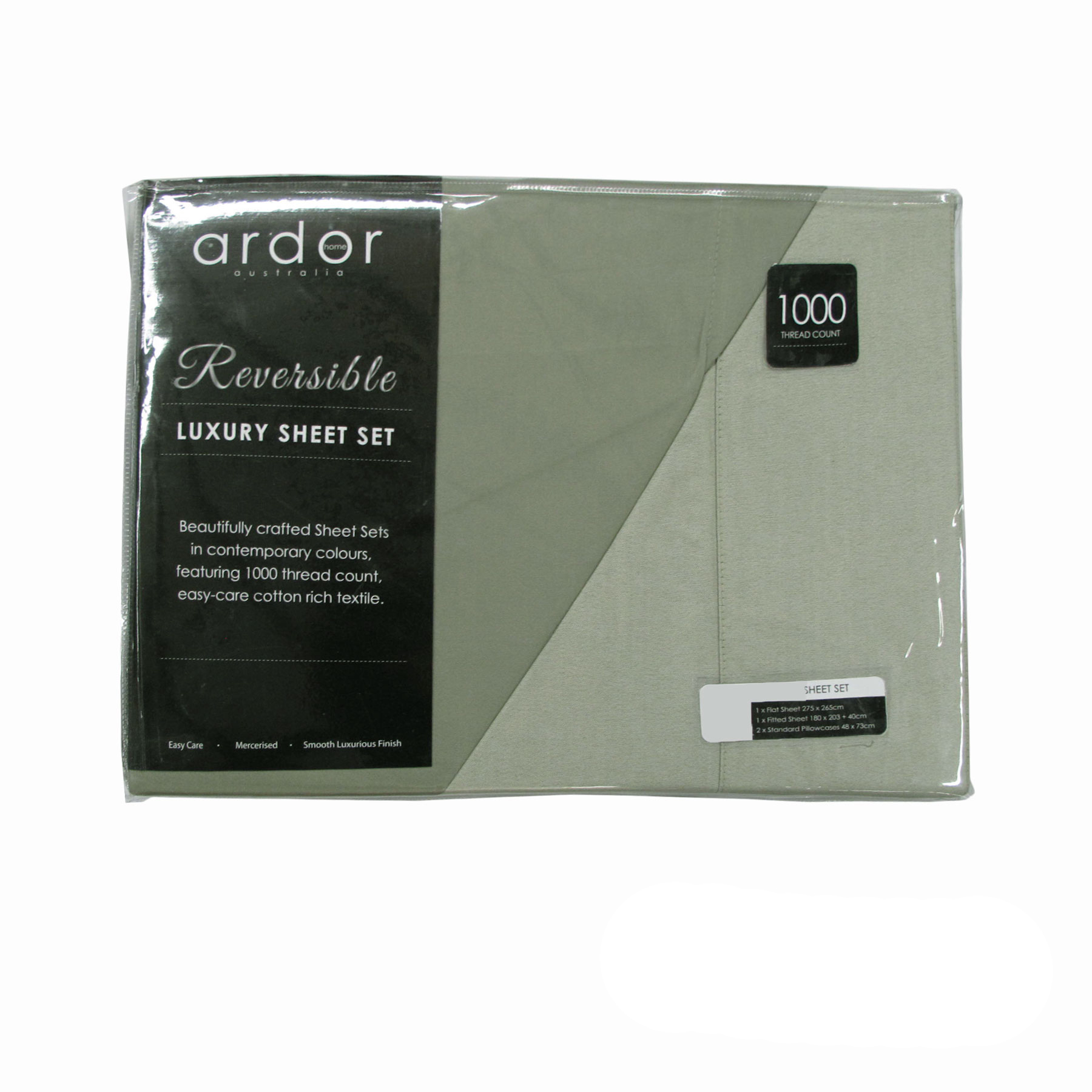 V442-INT-SHEETS-REVERSIBLE-SAGE-KI-143732-00 Ardor 1000TC Cotton Rich Reversible Sheet Set Sage KING - Image 1