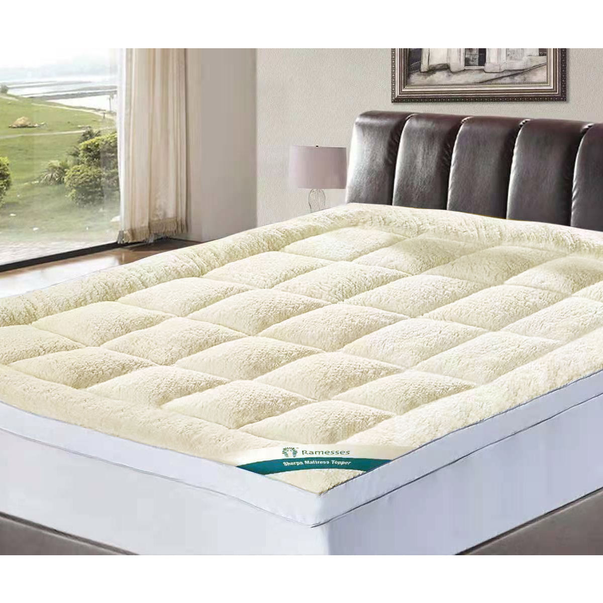 V442-KIT-MATTRESST-1600GSMSHERPA-WHITE-KI-173660-00 Ramesses 1600GSM Sherpa Winter Mattress Topper King - Image 1
