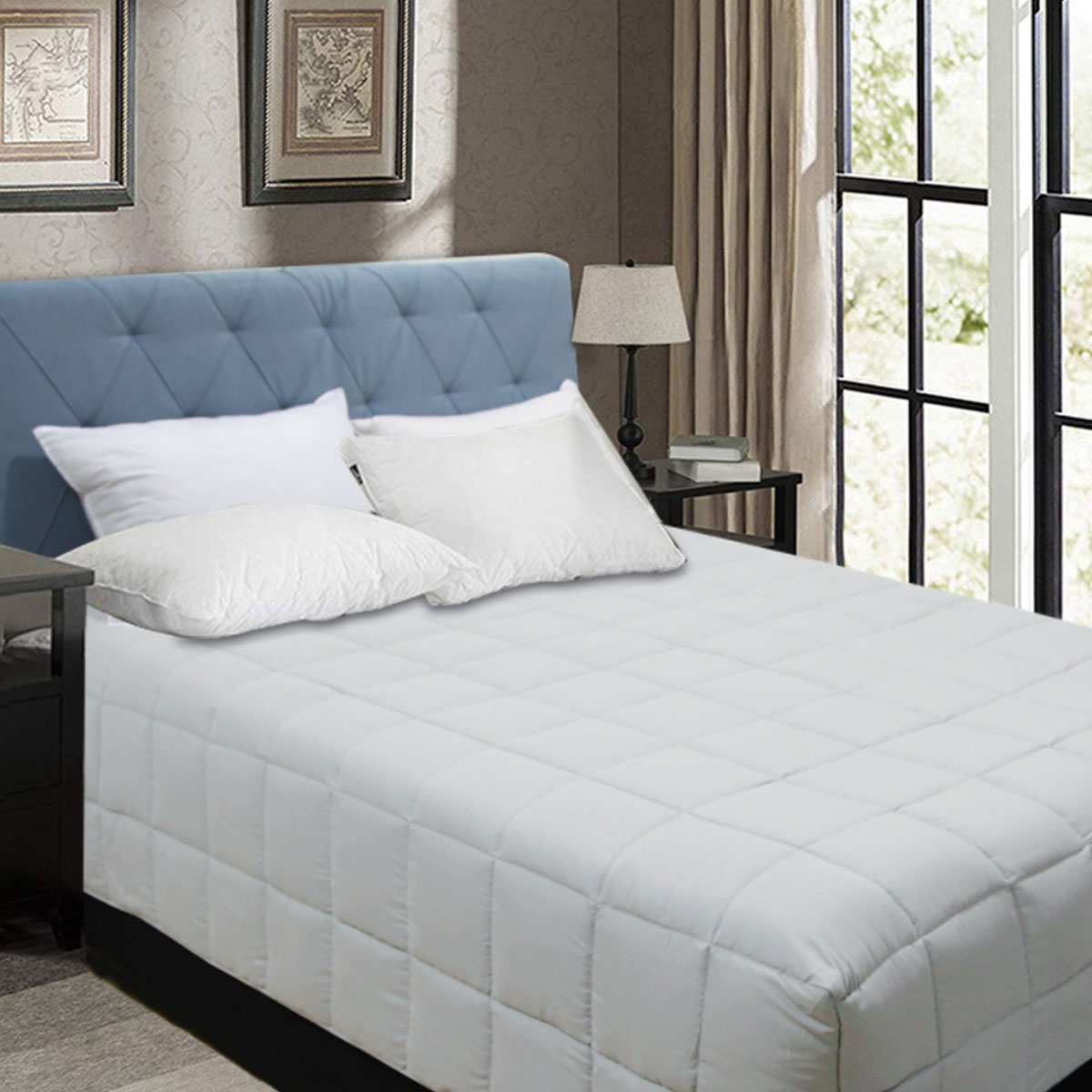 V442-KIT-QUILT-BOXEND-SILVER-QS-173621-00 Shangri La Bamboo Blend Microfiber Box End Quilt Silver Queen - Image 1