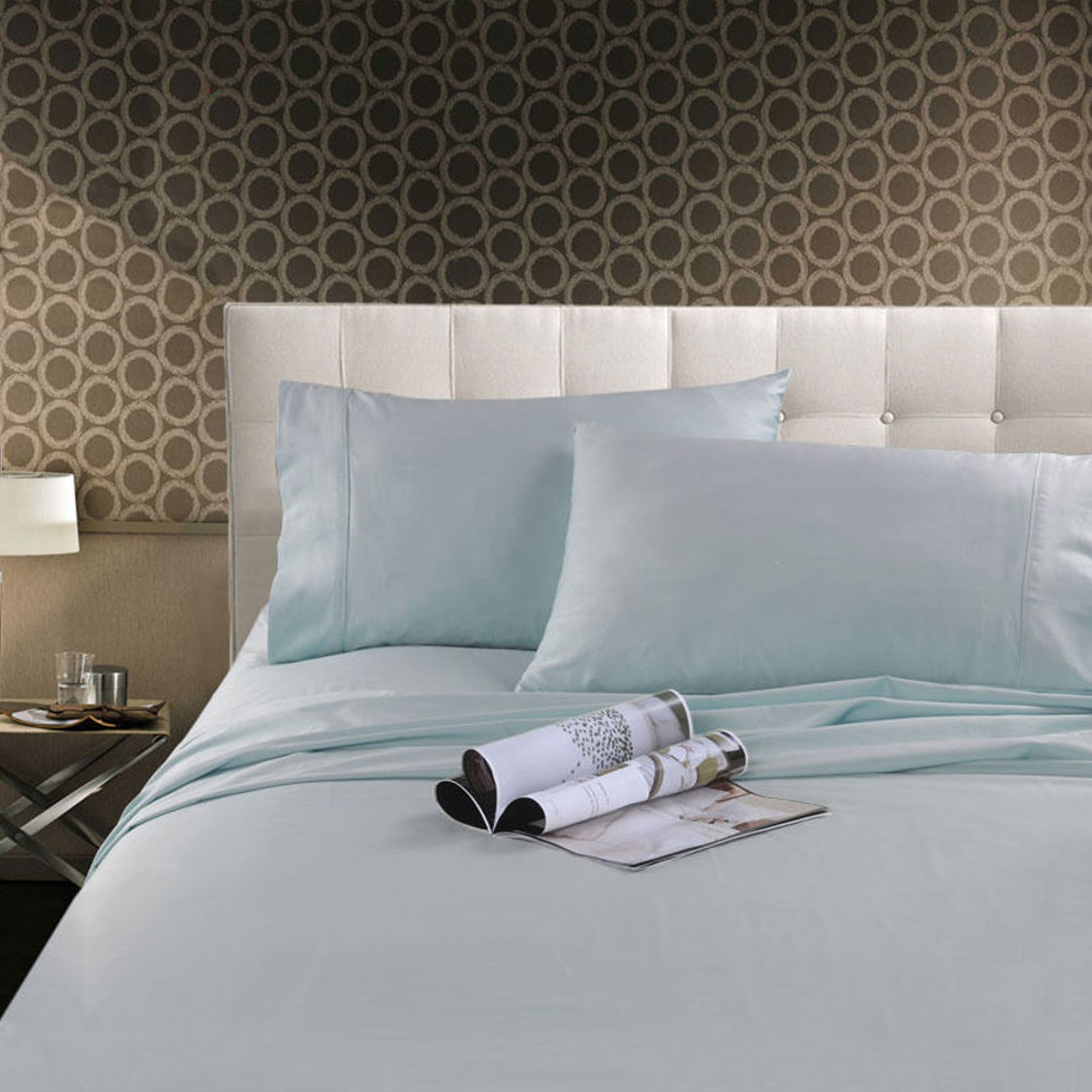 V442-KIT-SHEETS-300TCHOTEL-ICEBLUE-SB-150957-00 Kingtex 300TC Cotton Sheet Set Ice Blue Single - Image 1