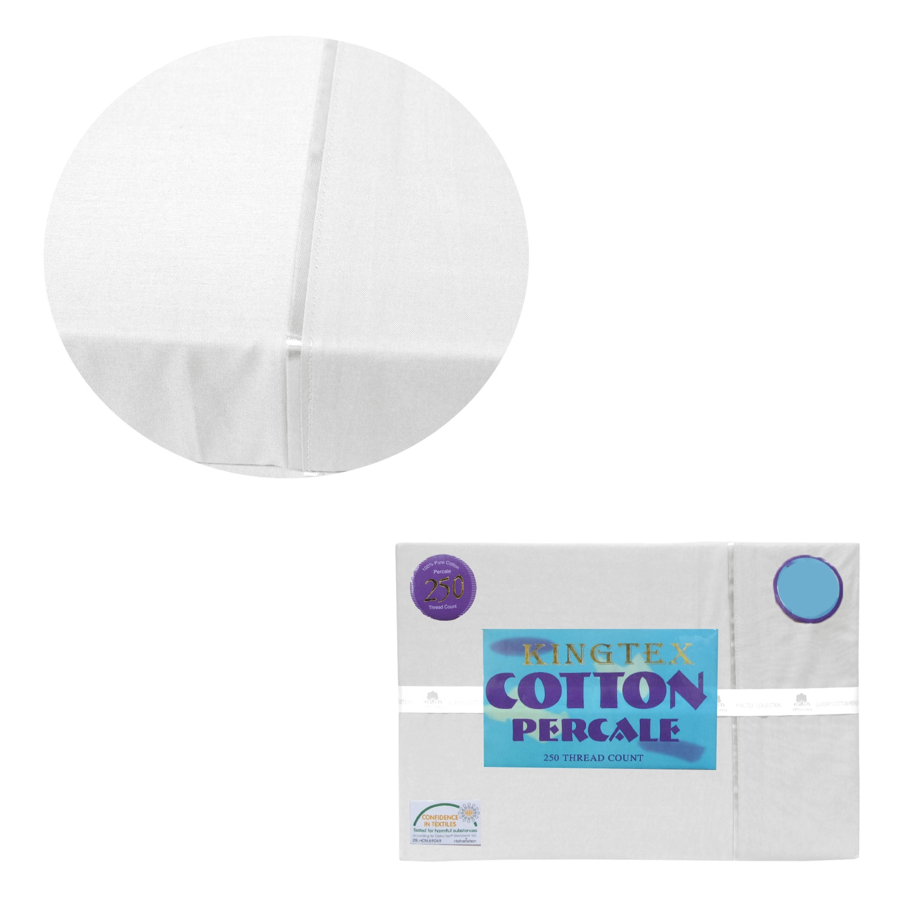 V442-KIT-SHEETS-KINGTEX250TC-WHITE-KI-150968-00 Kingtex 250TC Cotton Percale Sheet Set King White - Image 1
