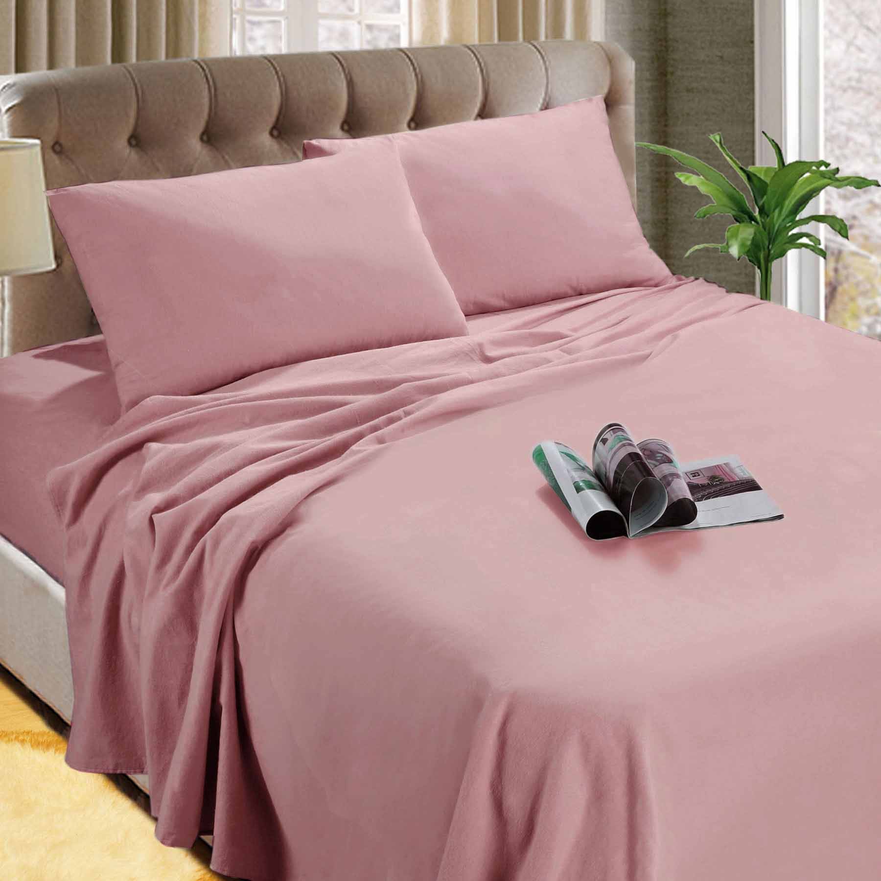 V442-KIT-SHEETS-MF2019-CAMEOROSE-SB-202504030830-00 Kingtex Micro Flannelette Sheet Set 40 cm Wall Cameo Rose Single - Image 1
