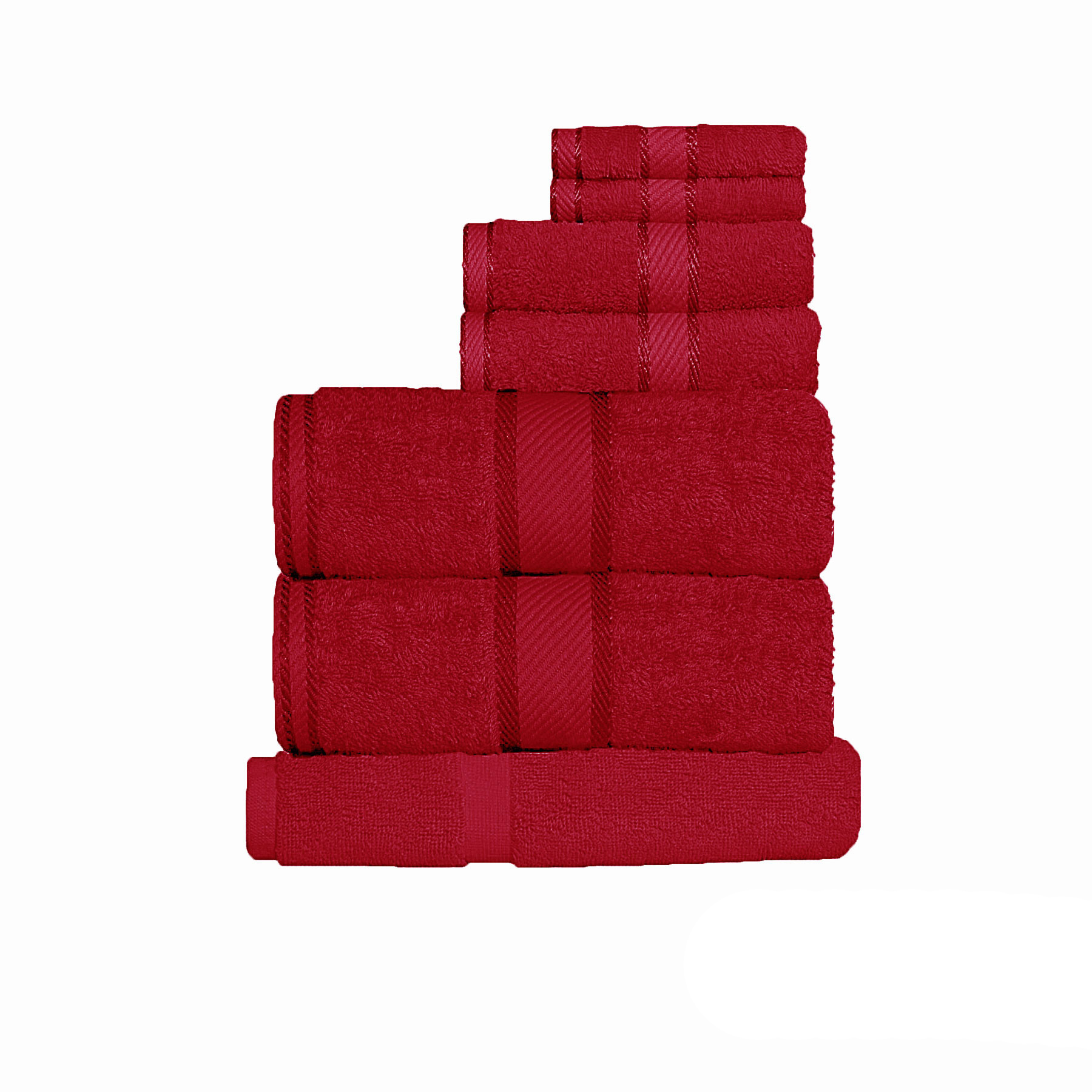 V442-KIT-TOWEL-7PTOWEL-RED-202502260921-00 Kingtex 550gsm Cotton 7 Pce Towel Set Red - Image 1