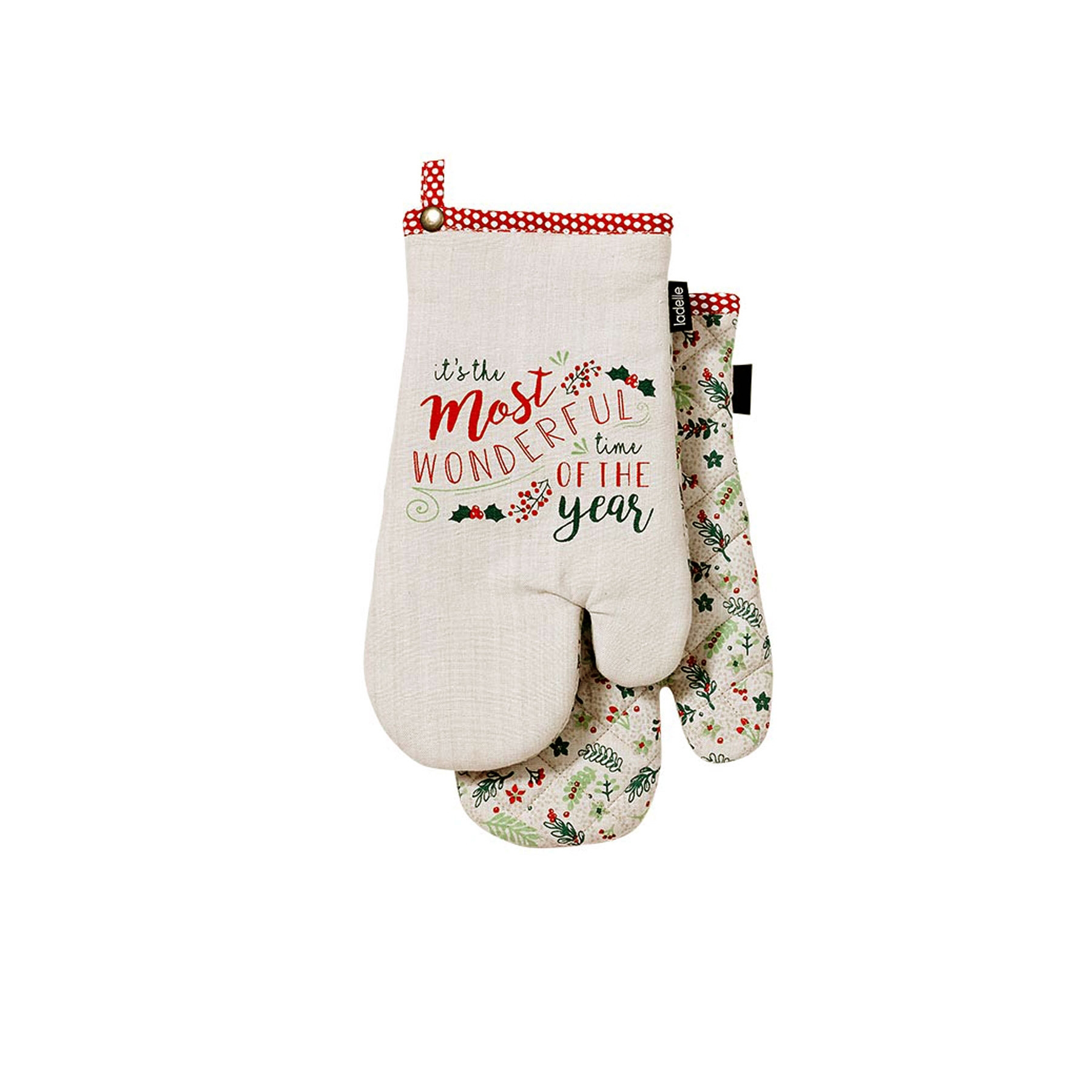 V442-LDE-OVENM-WONDERFULSETOF2-TAUPE-SH-77878-00 Ladelle Set of 2 Wonderful Kitchen / BBQ Oven Mitt - Image 1