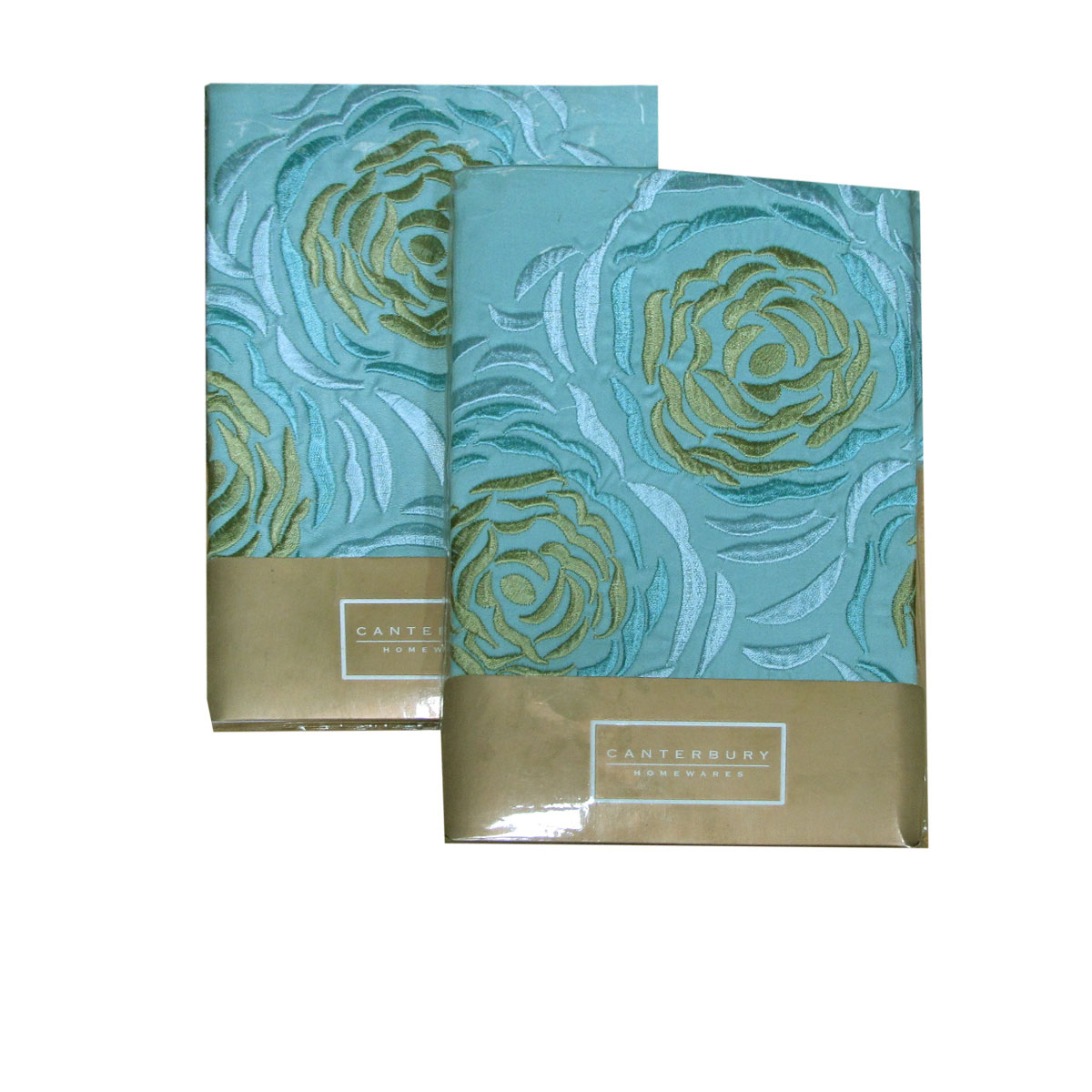 V442-LDE-PILLOWC-AMARANTE-TEAL-EU-213266-00 Canterbury Pair of Amarante Teal European Pillowcases 65 x 65 cm - Image 1