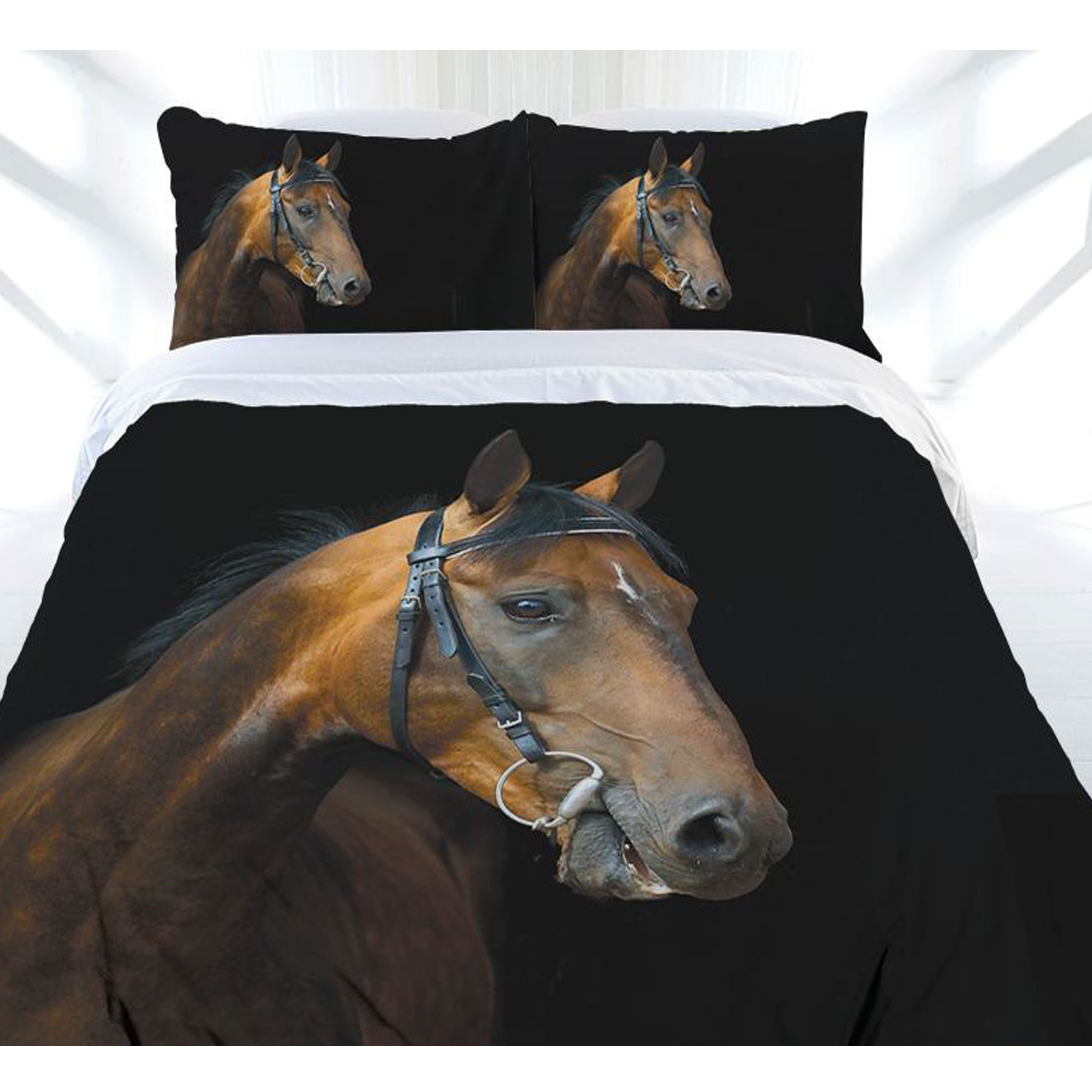 V442-LDE-QUILTCS-DARKRIDER-BLACK-SB-77863-00 Just Home Dark Rider Quilt Cover Set Single - Image 1