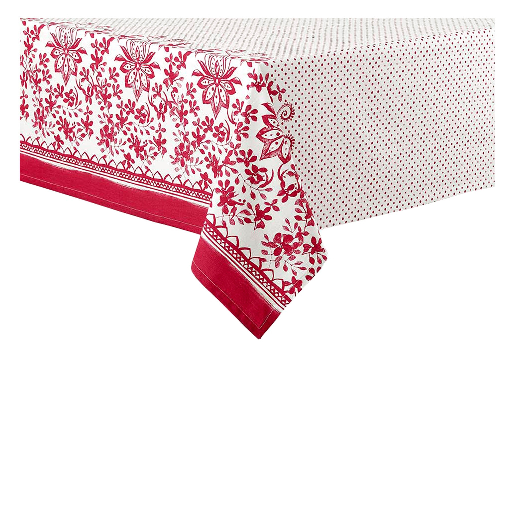 V442-LDE-TABLEC-WATERFLORAL265CM-RED-RE-77788-00 Ladelle Watercolour Floral Tablecloth 8 to 10 Seater Oblong 150 x 265 cm Red - Image 1