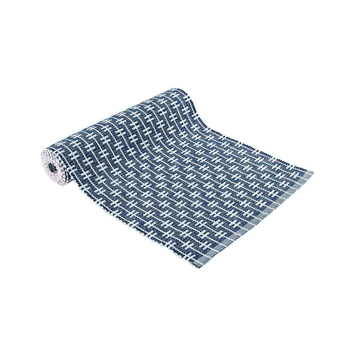 V442-LDE-TABLER-ECOEDEN-NAVY-RE-127420-00 Ladelle Eden Ribbed Eco Recycled Cotton Table Runner 33 x 150 cm Navy - Image 1