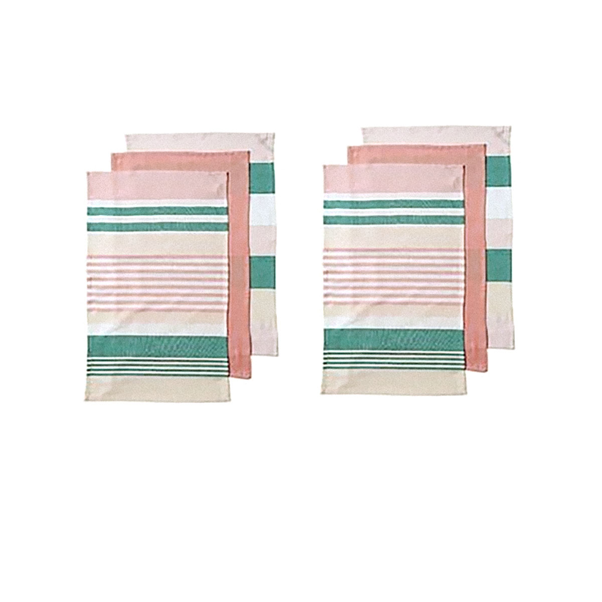 V442-LDE-TEAT-CONNORSETOF6-PINK-RE-77944-00 Ladelle Connor Set of 6 Cotton Kitchen Towels Pink - Image 1