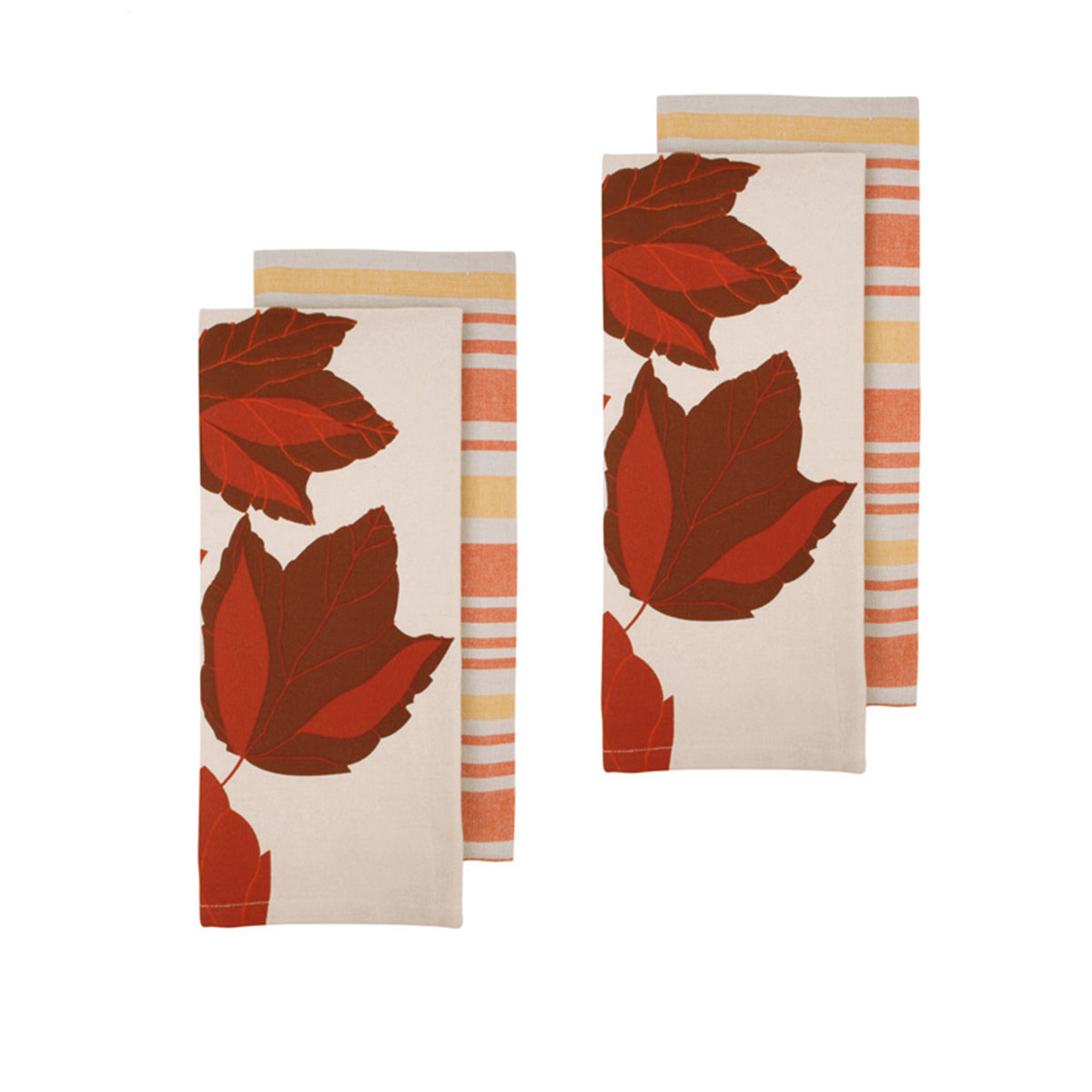 V442-LDE-TEAT-HARVESTTIMESETOF4-RED-RE-78002-00 Ladelle Harvest Time Set of 4 Cotton Kitchen Towels Red - Image 1