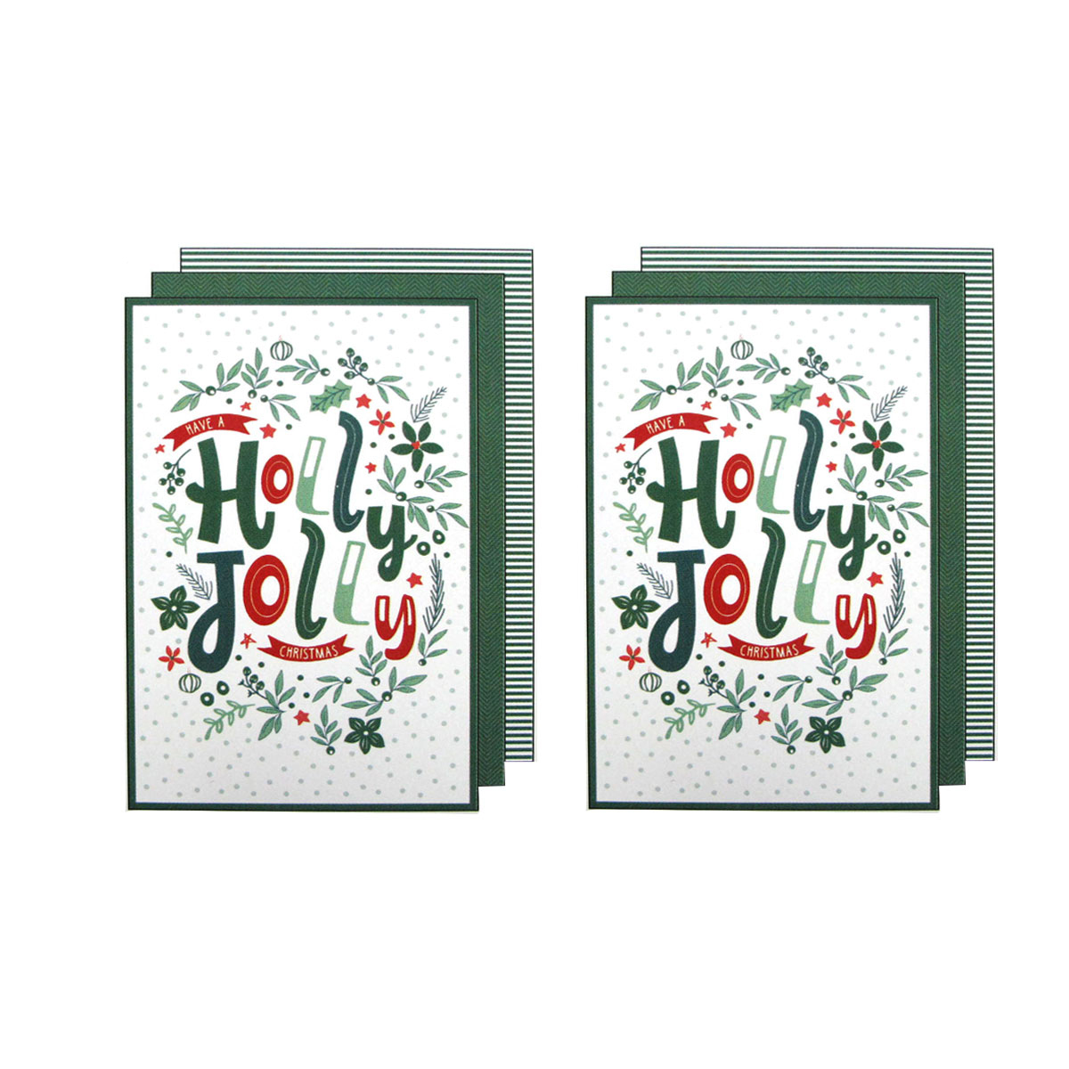V442-LDE-TEAT-JOLLYCHRISTMASSETOF6-GREEN-RE-78007-00 Ladelle Joyful Jolly Christmas Set of 6 Cotton Kitchen Towels Green - Image 1