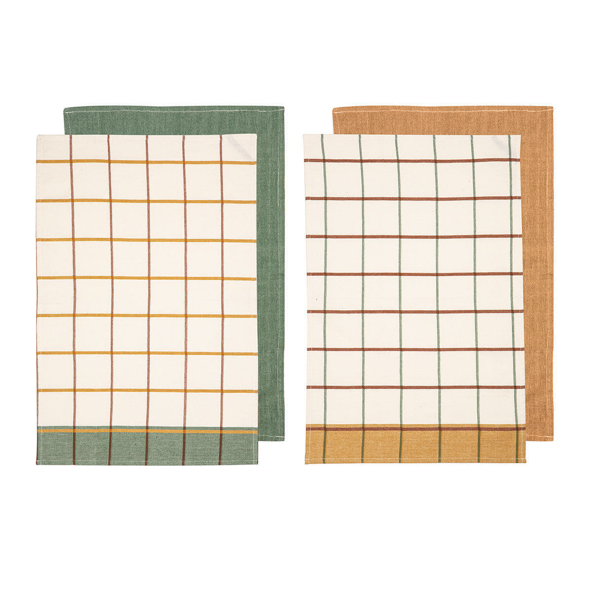 V442-LDE-TEAT-RETREATSETOF4-MIX-RE-77986-00 Ladelle Set of 4 Retreat Cotton Kitchen Tea Towels 50 x 70 cm Mix - Image 1