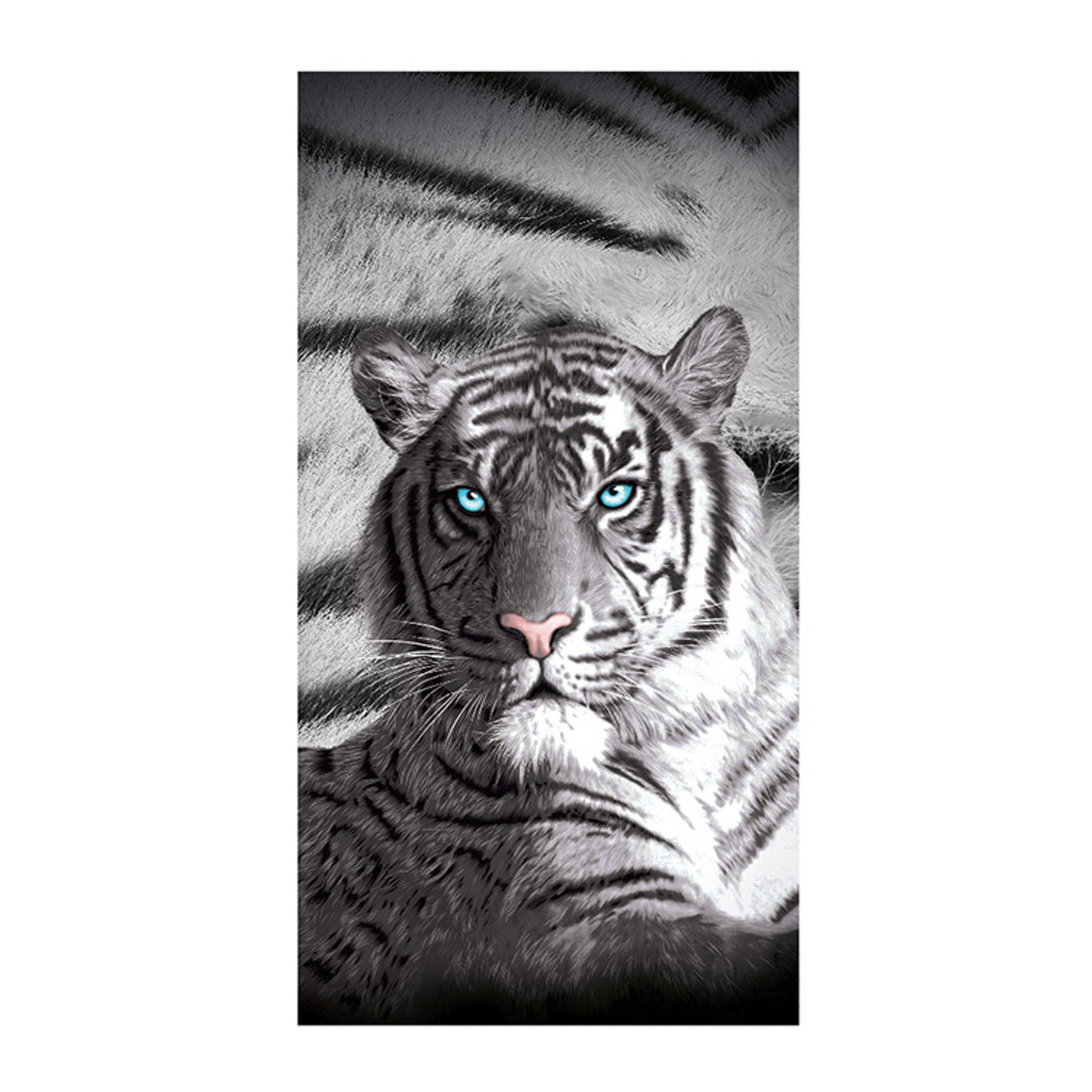 V442-LDE-TOWEL-BLUEEYESSTRIPES-BLACK-RE-77738-00 Just Home Blue Eyes Stripes Tiger Bath Beach Towel - Image 1