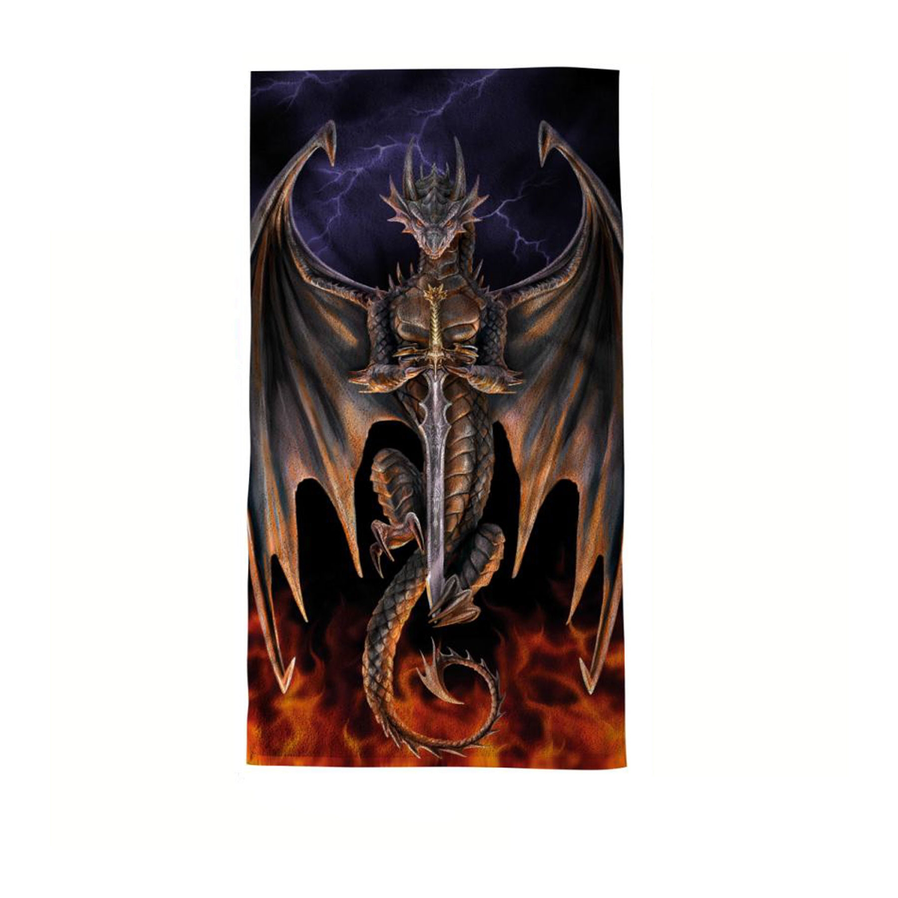 V442-LDE-TOWEL-DRAGONWARRIOR-MULTI-RE-77735-00 Anne Stokes Dragon Warrior Beach Towel 75 x 150 cm - Image 1