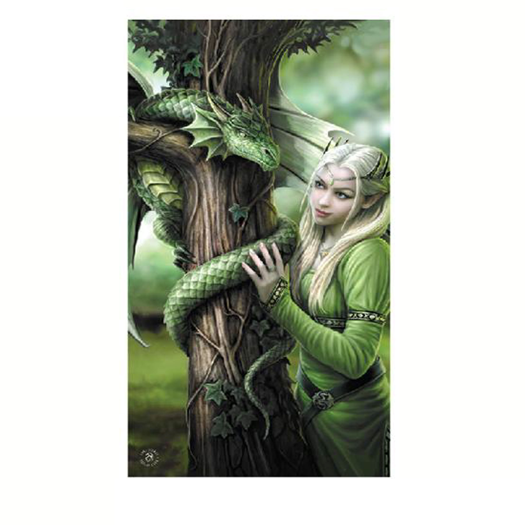 V442-LDE-TOWEL-KINDREDSPIRITS-GREEN-RE-77734-00 Anne Stokes Kindred Spirits Beach Towel - Image 1