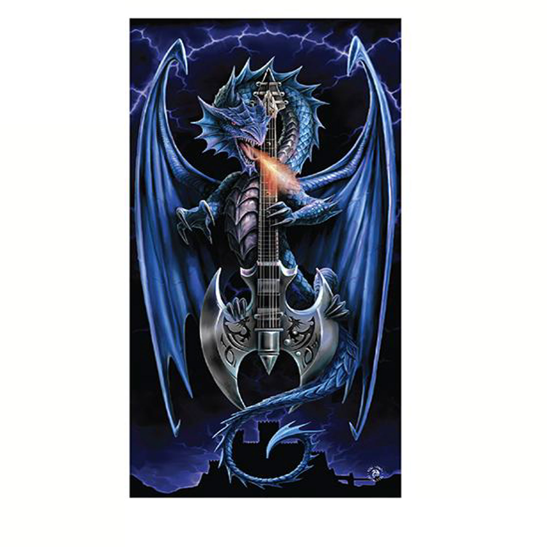V442-LDE-TOWEL-POWERCHORD-BLACK-RE-77731-00 Anne Stokes Power Chord Beach Towel - Image 1