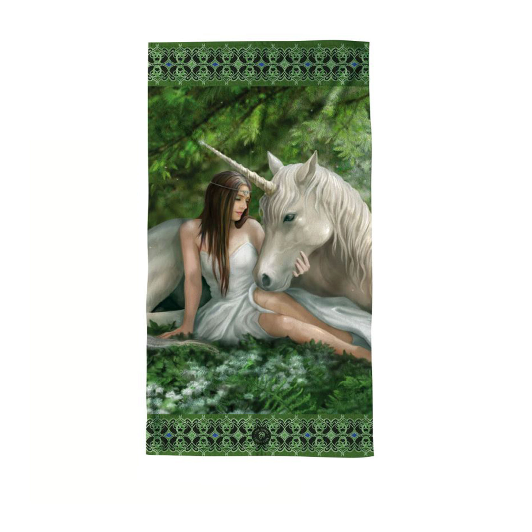 V442-LDE-TOWEL-PUREHEART-GREEN-RE-77730-00 Anne Stokes Pure Heart Beach Towel 75 x 150 cm - Image 1