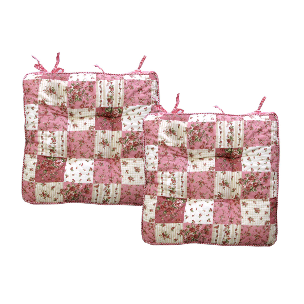 V442-LYL-CHAIRCU-SETOF2MIA-PINK-SQ-189761-00 Lylac Homewares Petal Delights Set of 2 Cotton Chair Pads Mia Pink - Image 1