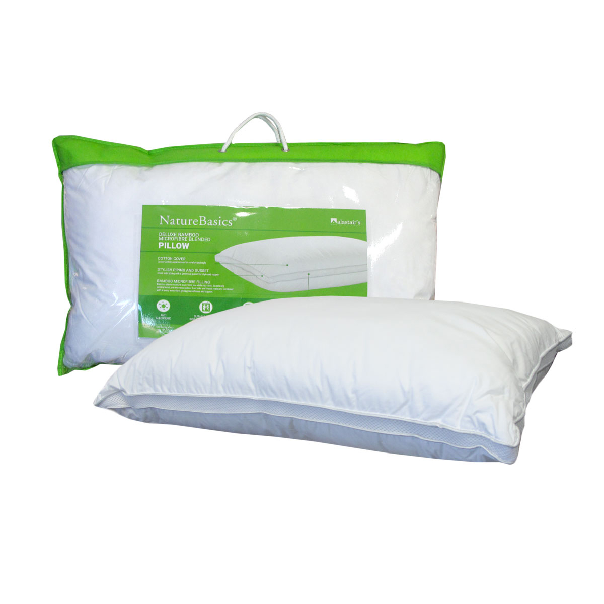 V442-MFL-PILLOW-DELUXEBAMBOO-NATURAL-ST-202767-00 Alastairs 1000GSM Nature Basics Deluxe Bamboo Microfibre Blended Standard Pillow - Image 1