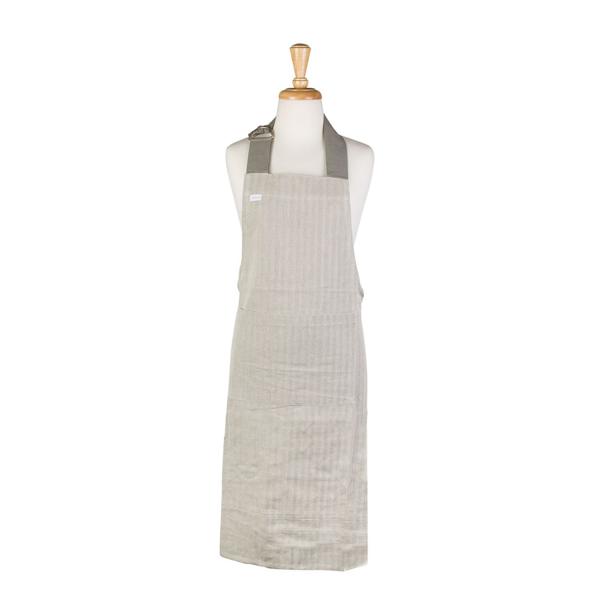 V442-RAN-APRON-HERRINGBONE-CHARCOAL-SH-77619-00 Rans Herringbone Charcoal Cotton Apron - Image 1