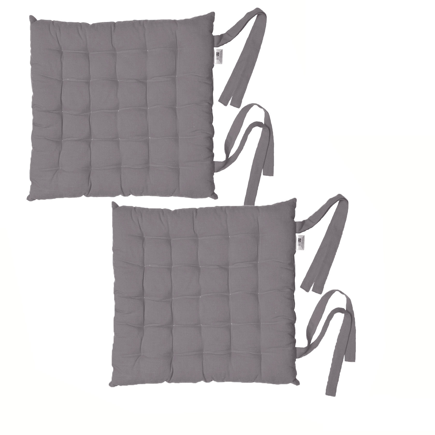 V442-RAN-CUSHION-CHAIRPADPLAIN-CHARCOAL-SQ-77580-00 Rans Set of 2 Alfresco Cotton Chair Pads 40x40 cm - Plain Charcoal - Image 1