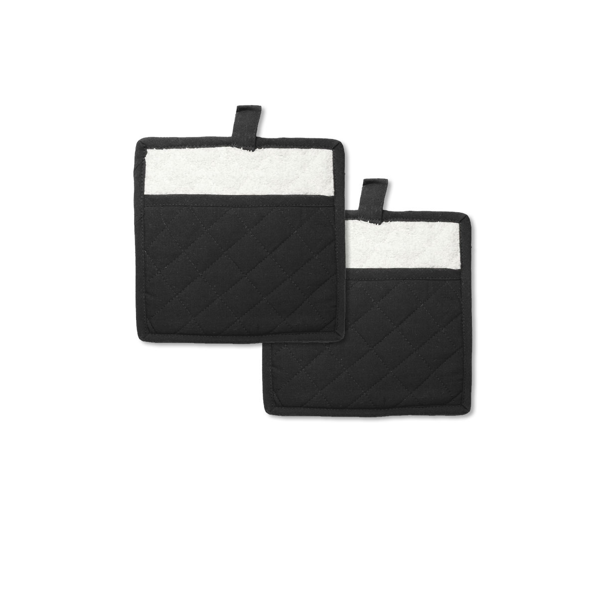 V442-RAN-OVENM-MANSETOF2POTHOLDER-BLACK-RD-77611-00 Rans Manhattan Black Cotton Set of 2 Pot Holders - Image 1