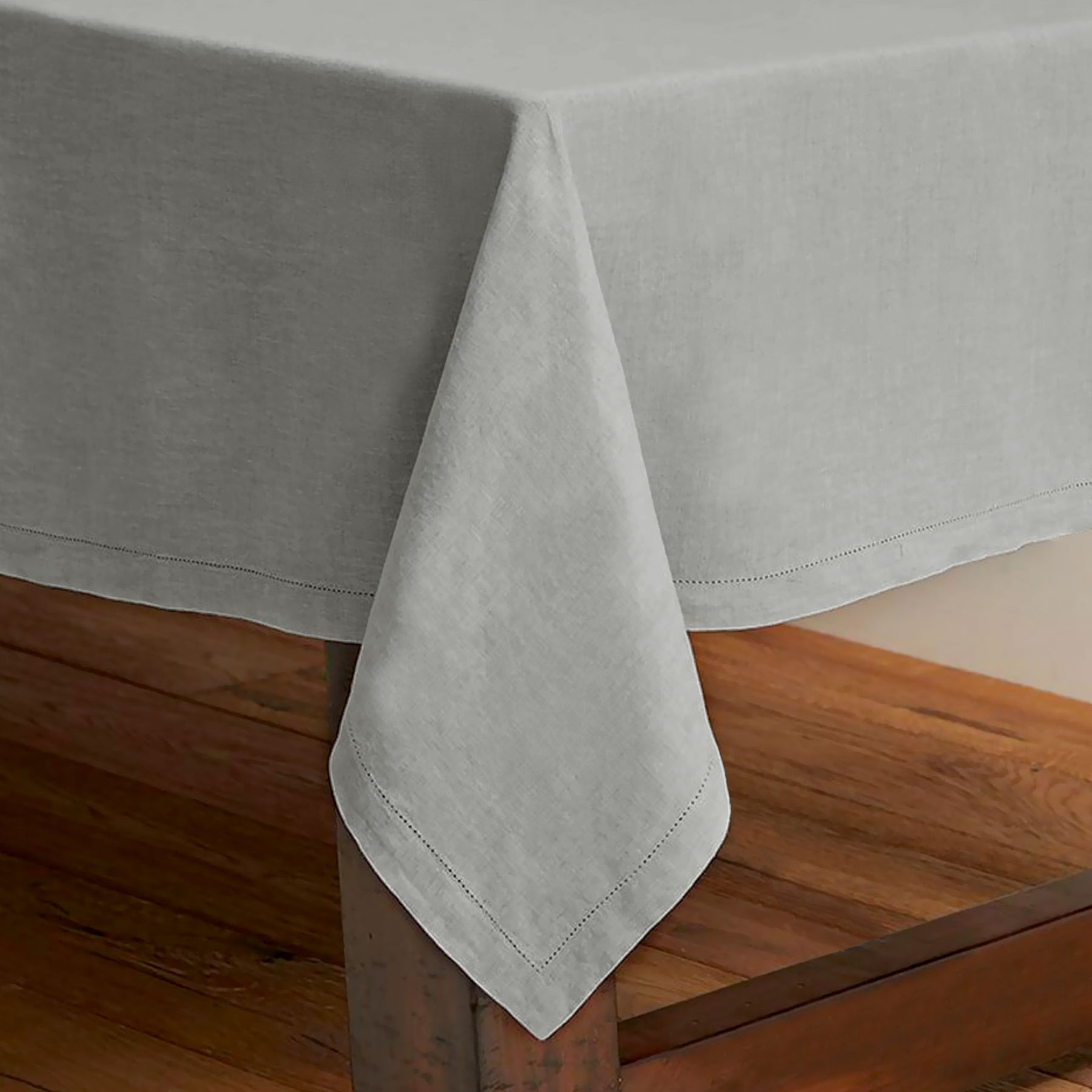 V442-RAN-TABLEC-HEMSTITCH180-GREY-RE-77541-00 Rans Pure Cotton Hemstitch Tablecloth 130 x 180 cm - Grey - Image 1