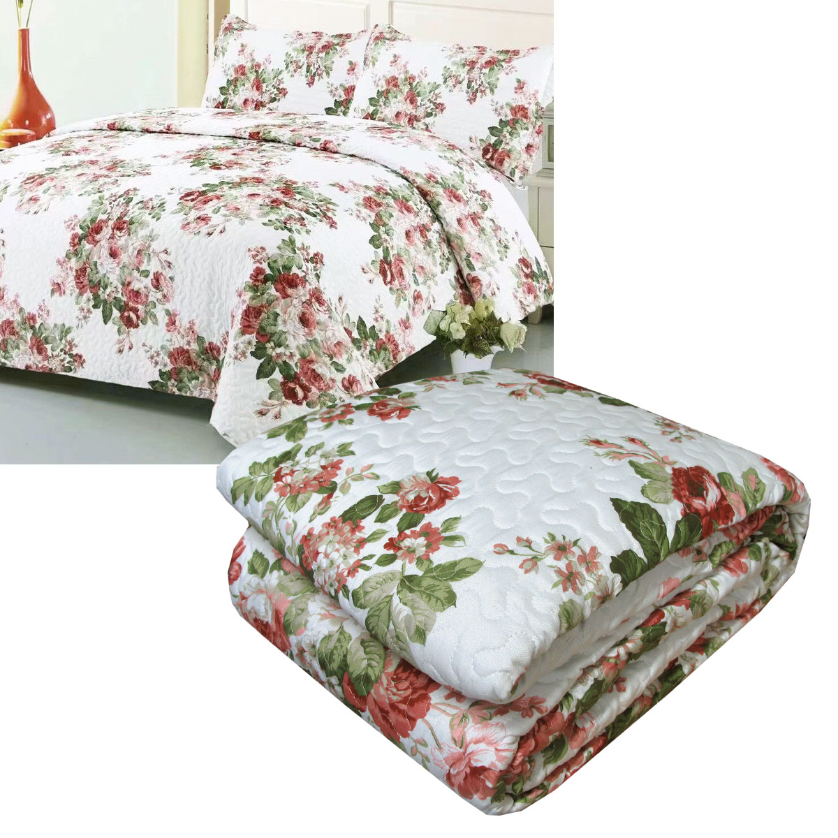 V442-STT-COVERLET-BABYLON-MULTI-KI-209149-00 Babylon 3 Pce Lightly Quilted Polyester Cotton Coverlet Set Queen/King - Image 1